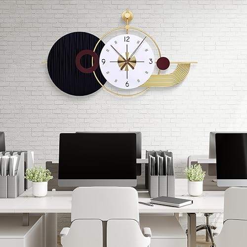 Miniatura 5 de Reloj de pared retro de lujo de 37.8 x 21 pulgadas, funciona con pilas, moderno diseño geométrico grande para sala de estar, dormitorio, decoración