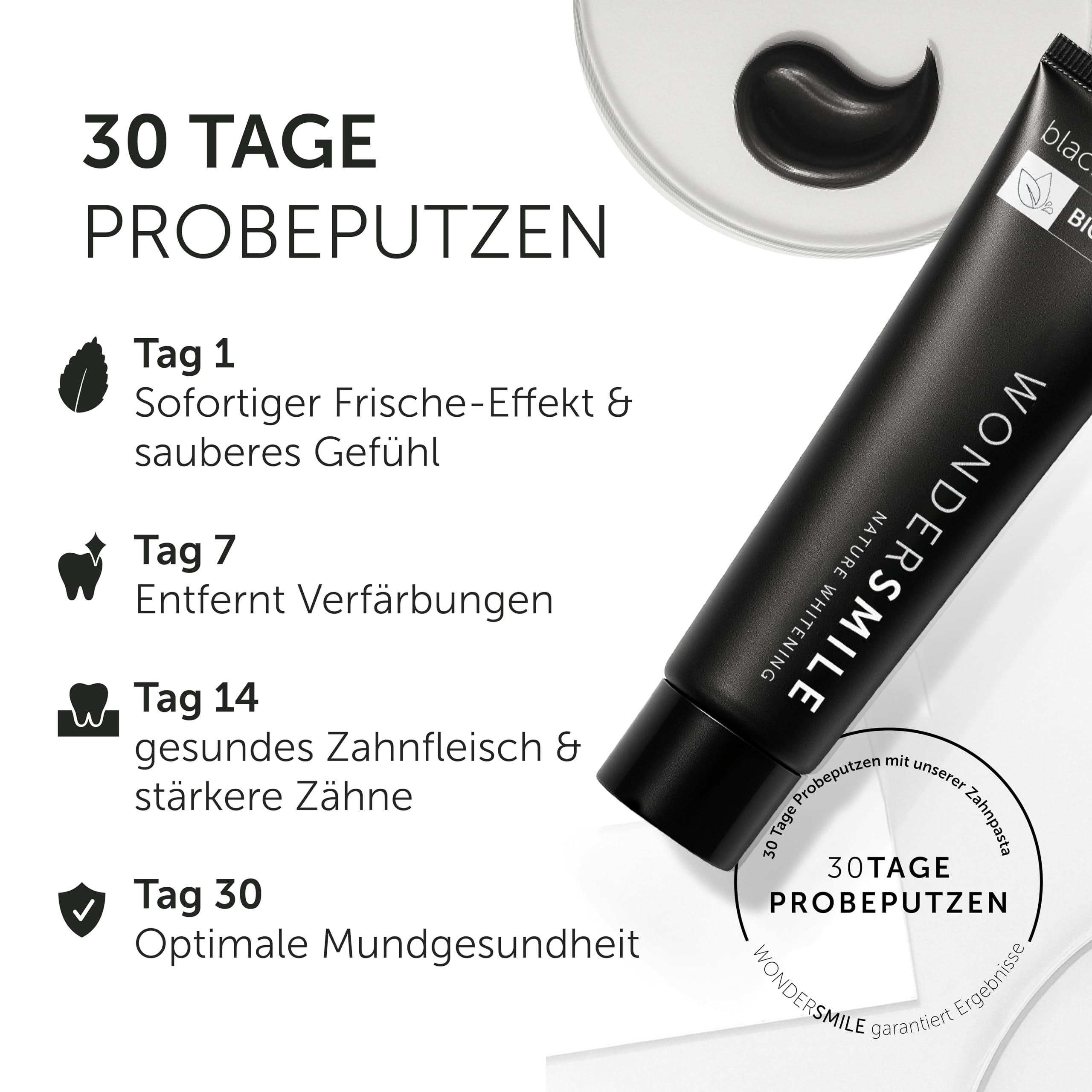 Wondersmile Aktivkohle Zahnpasta Mint – sanftes Whitening - Fluorid 1450 ppm - inkl. BIO Sanddornwasser & Hyaluron - NCS-zertifizierte Naturkosmetik - 100% vegan (8er Pack)