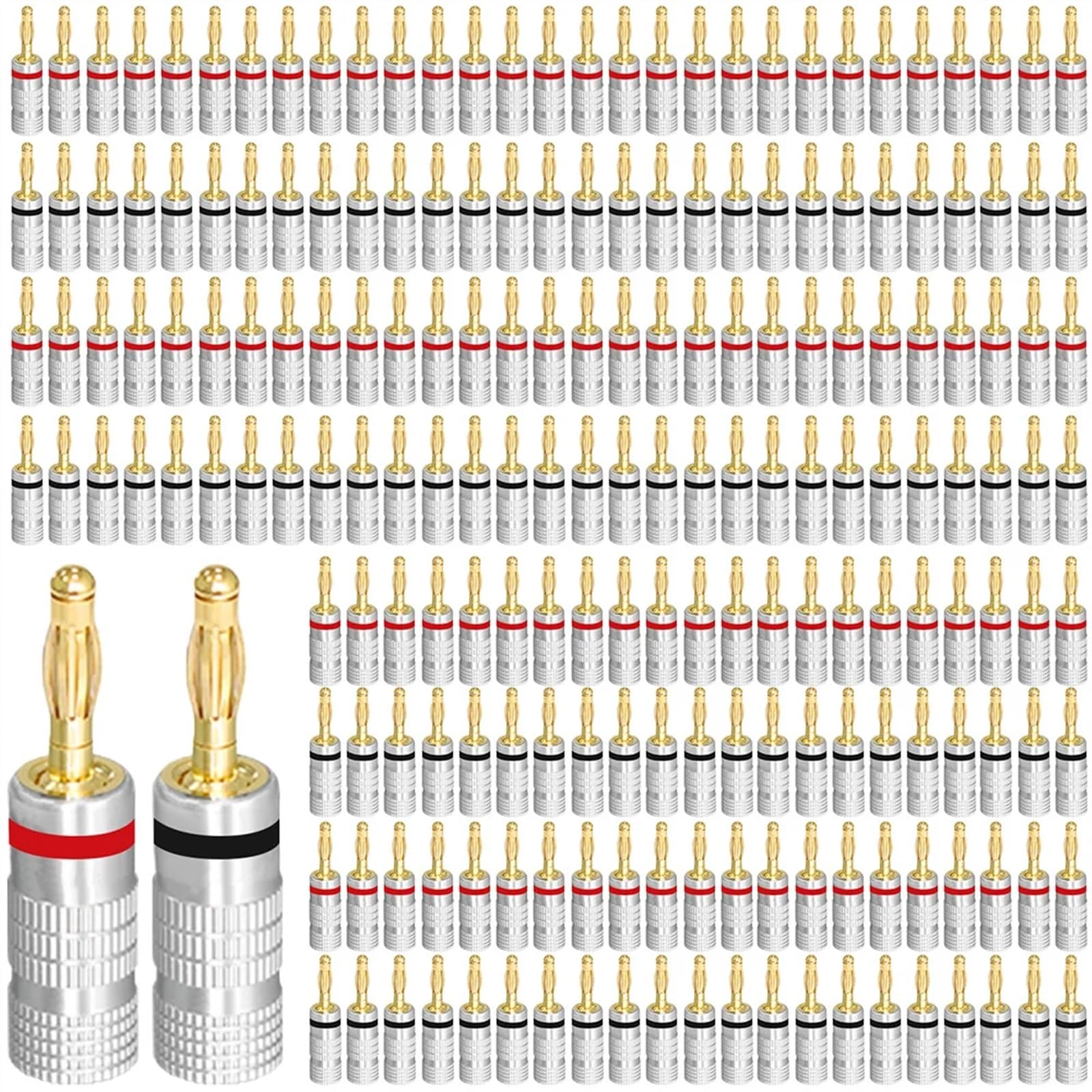 Connecteurs type banane pour haut-parleur à angle droit, 2/6 pièces, connecteur de haut-parleur audio plaqué or 24 carats de 4 mm (2 pièces, type lanterne)