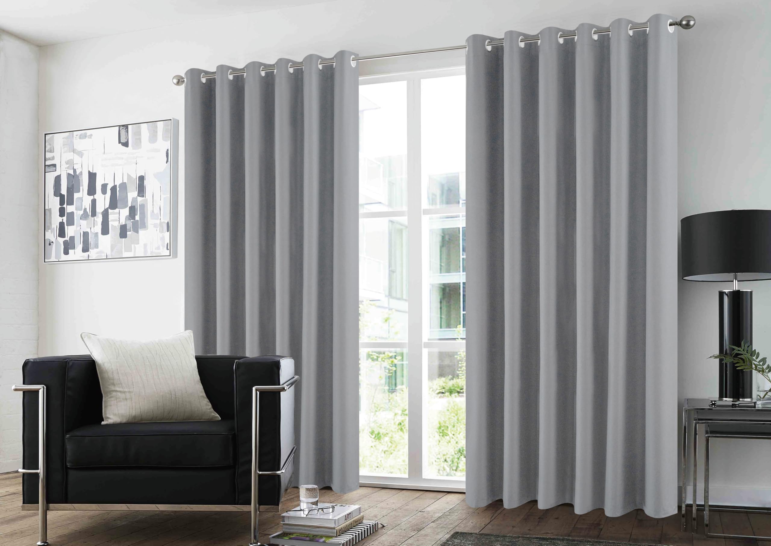 GC GAVENO CAVAILIA Blackout Curtains Pair | Thermal Insulated Door Panel Drapes Blackout Eyelet Curtains 66x72 Inch | Sound-Reducing Sunlight Blocking Plain Curtains for Bedroom, Living Room, Grey