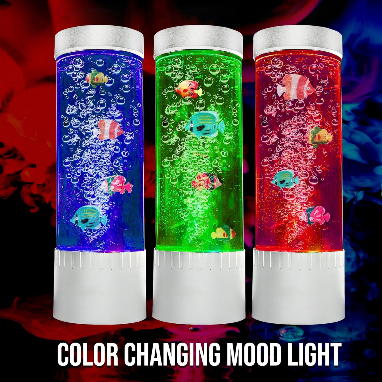 LEHAHA Bubble Fish Lamp with Color Changing Relaxing Mood Light with USB Fish Aquarium for Home Office Table Room Decor Gifts for Adults