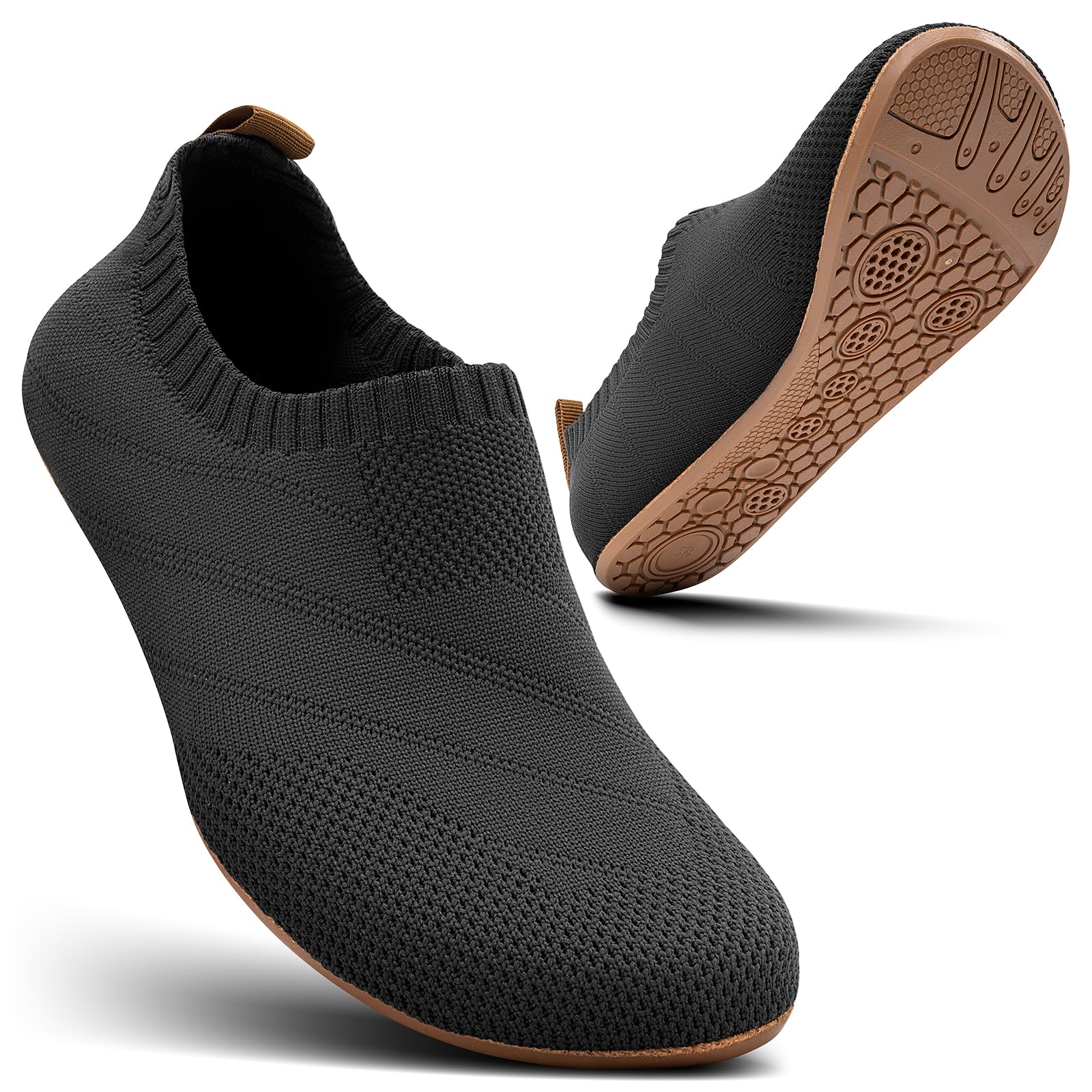 Sosenfer Herren Hausschuhe, Damen Barfußschuhe, rutschfeste Slip-Ons, flache Barfusshausschuhe, kuschelige Pantoffeln für Zuhause, geschlossen, Unisex