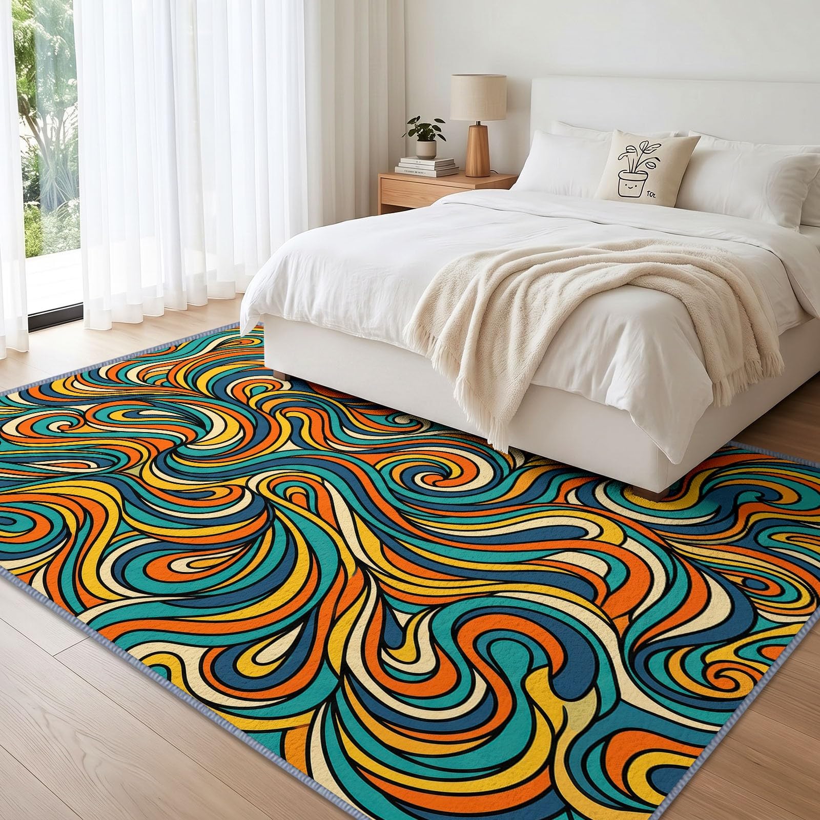 Générique Tapis Ruban d’intérieur Durable, Facile à Nettoyer 80x150 cm, Vintage Pop Abstrait Tapis pour Salon, Chambre, Cuisine ou entrée