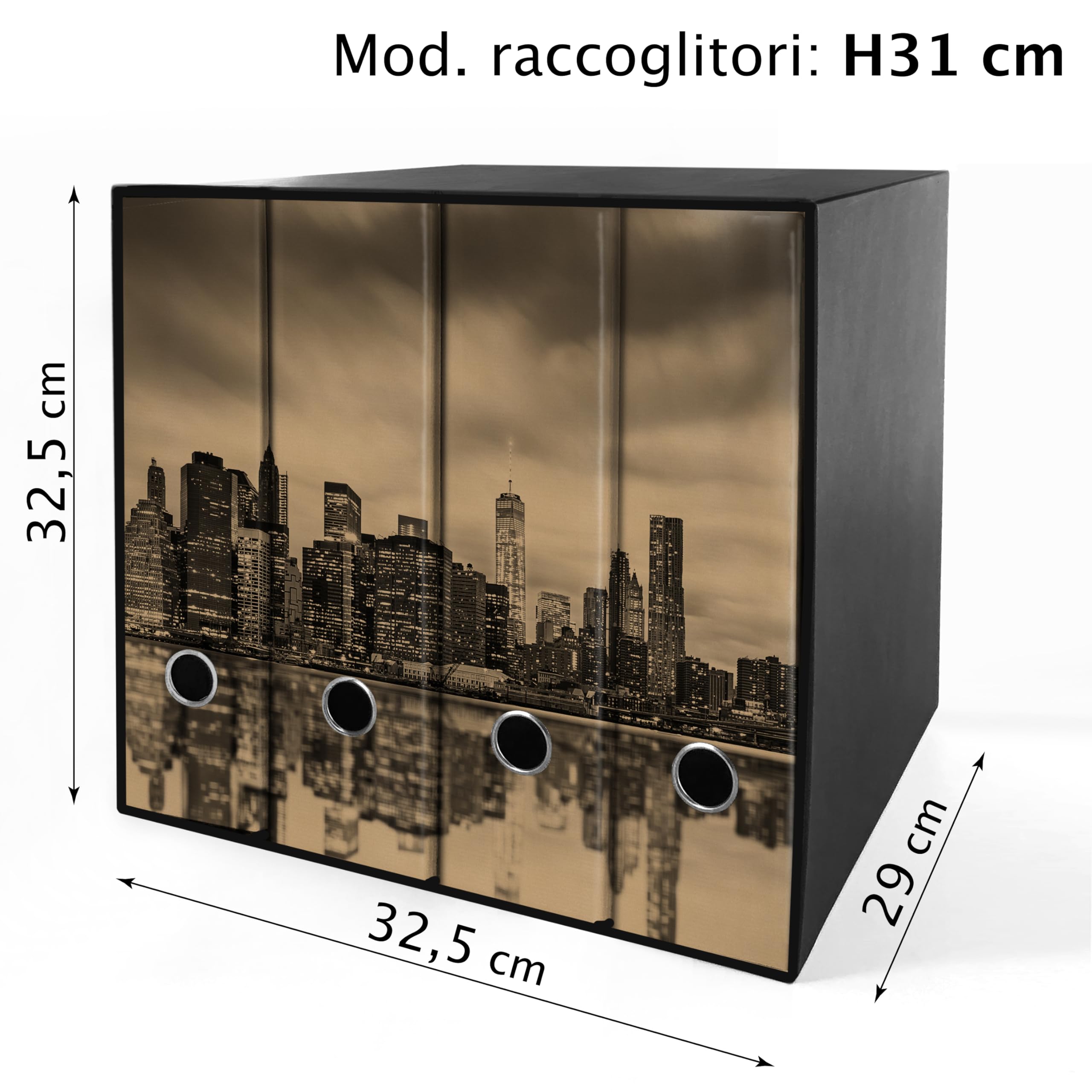 Raccoglitori ad anelli Avana NEW YORK - Set da 4 raccoglitori - SHAREPRINTING Faldoni (H31 a 2 anelli)