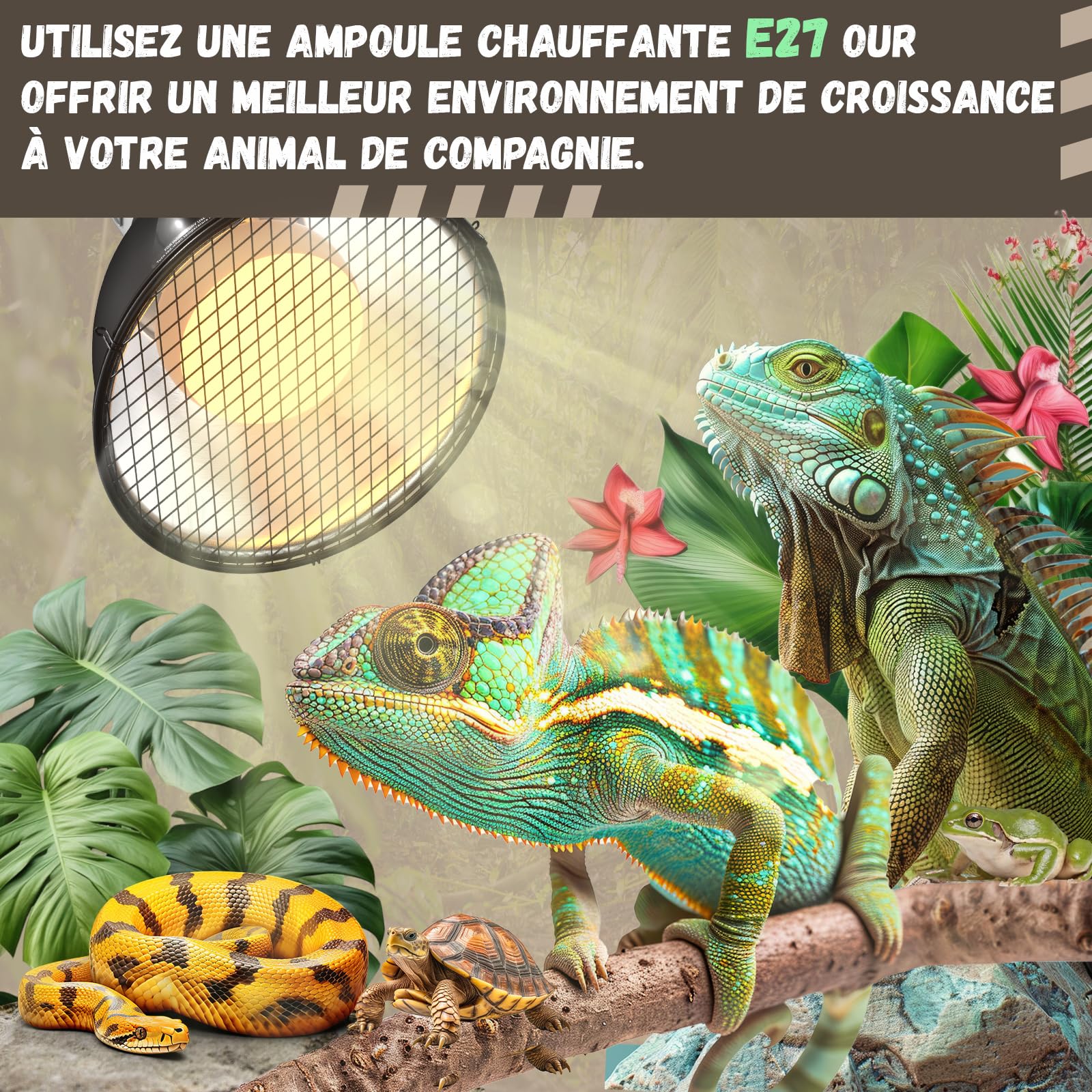 GlowUp Lampe Chauffante Dôme Réflecteur, 5.5 Pouces E27 160W Lampe Chauffante Terrarium Support de Lampe à Réflecteur pour Ampoule UVA UVB