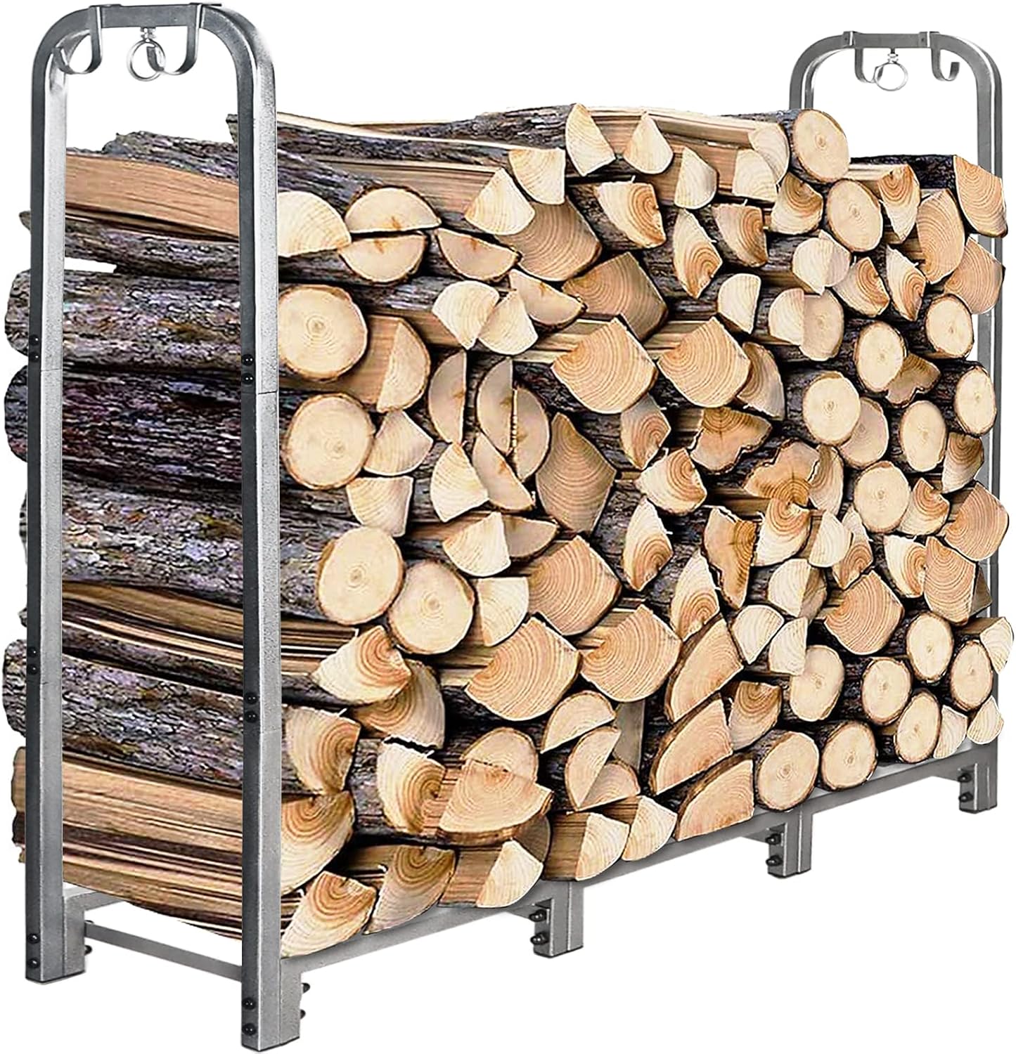 FOSKU 4ft Firewood Rack Outdoor Heavy Duty Fire Wood Holder