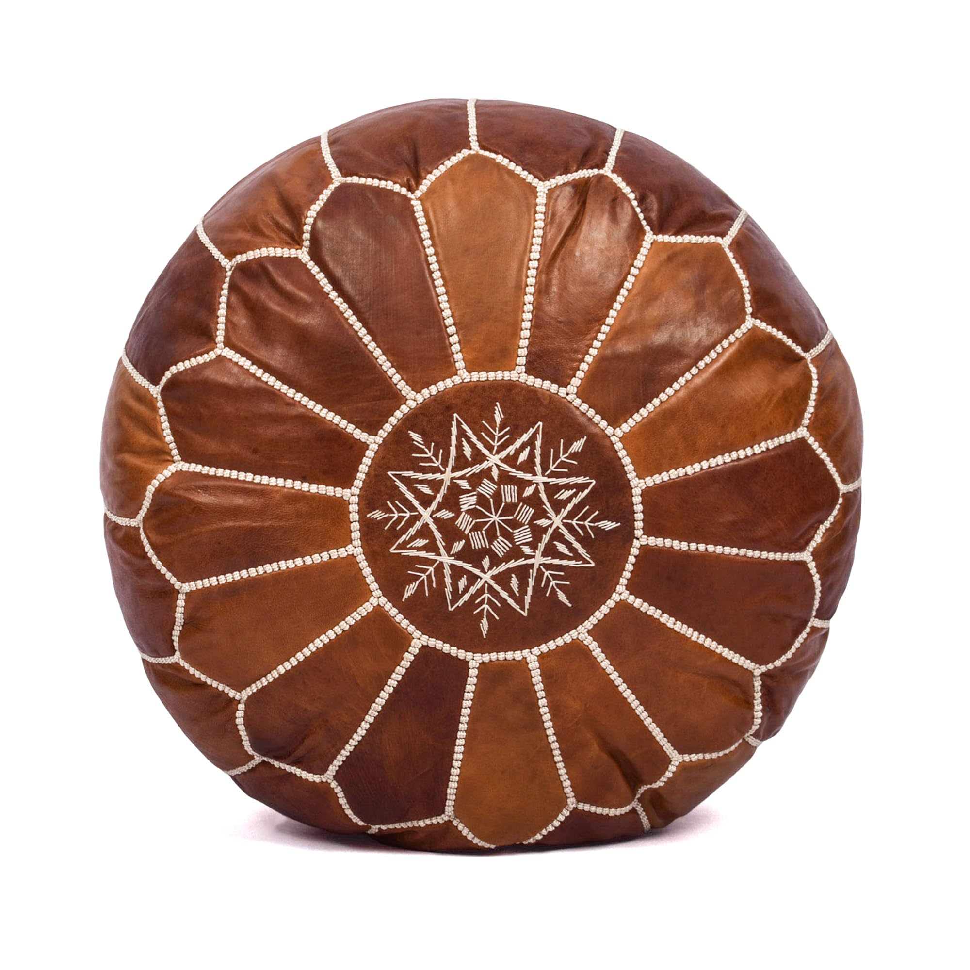 Moroccan Leather Handmade Pouf Ottoman Cover – Unstuffed Foot Stool, Boho Foot Rest for Living Room, Bedroom – Gift for Housewarming or Weddings