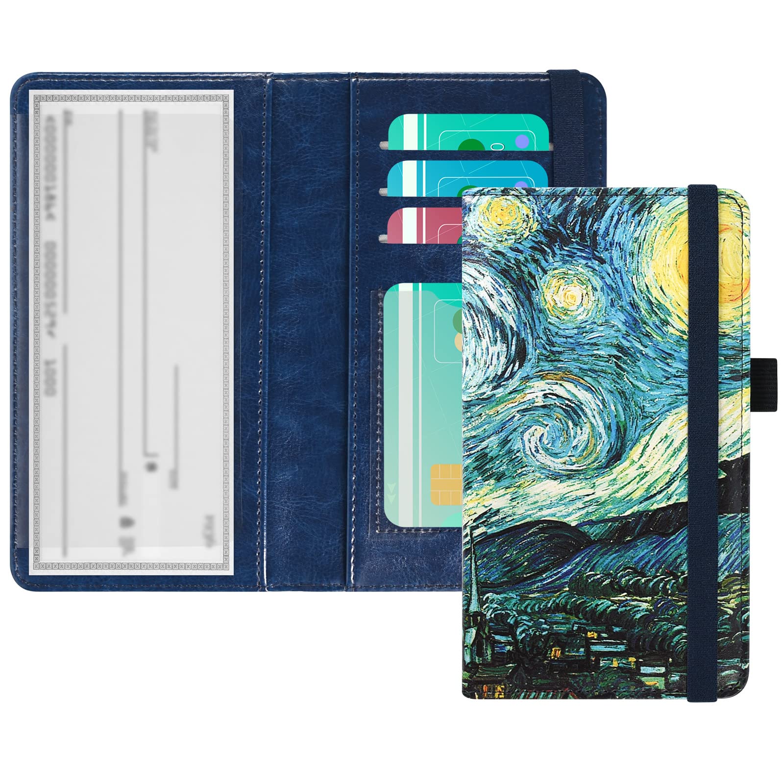 ACdream Checkbook Cover, Leather RFID Blocking Check Book Wallet, Protective Premium Business and Personal Duplicate Checks Holder, with Credit Card