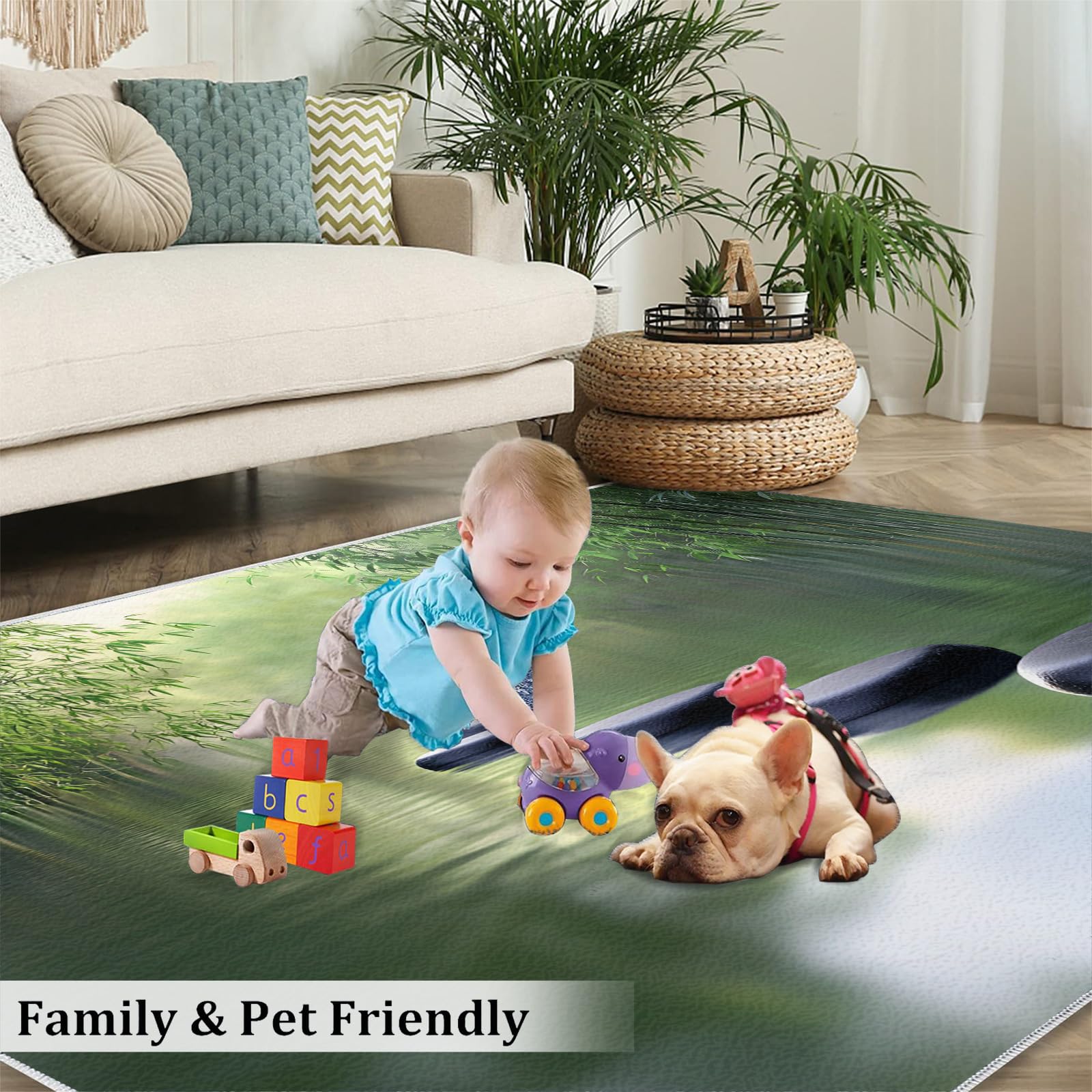 Amazon.com: Stone Zen Rug, Bamboo Forest Design Area Rug - 7x10
