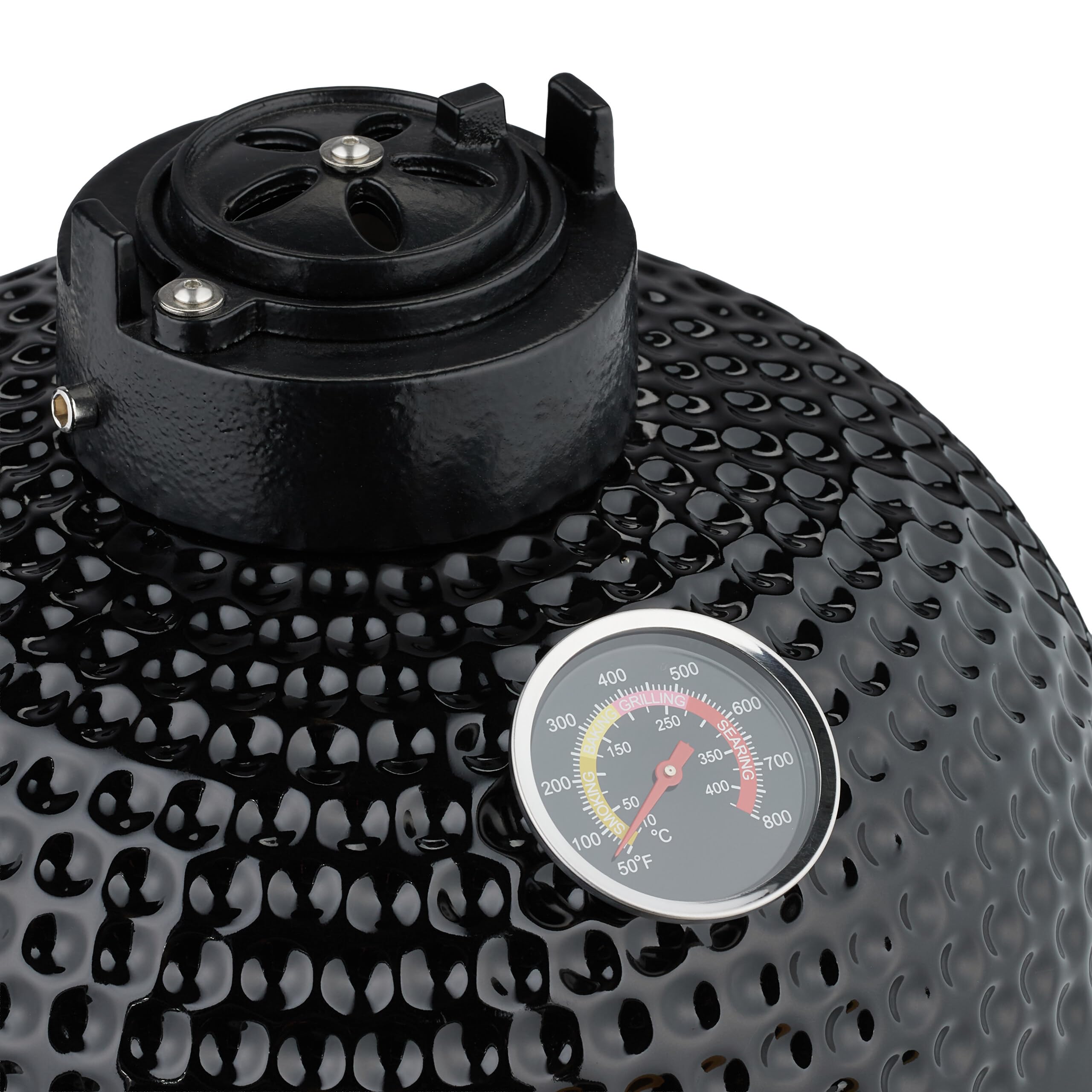 Relaxdays Barbecue a Carbonella Stile Kamado, Griglia Ø 26 cm in Ceramica, BBQ Carbone da Esterno Termometro 450°C, Nero