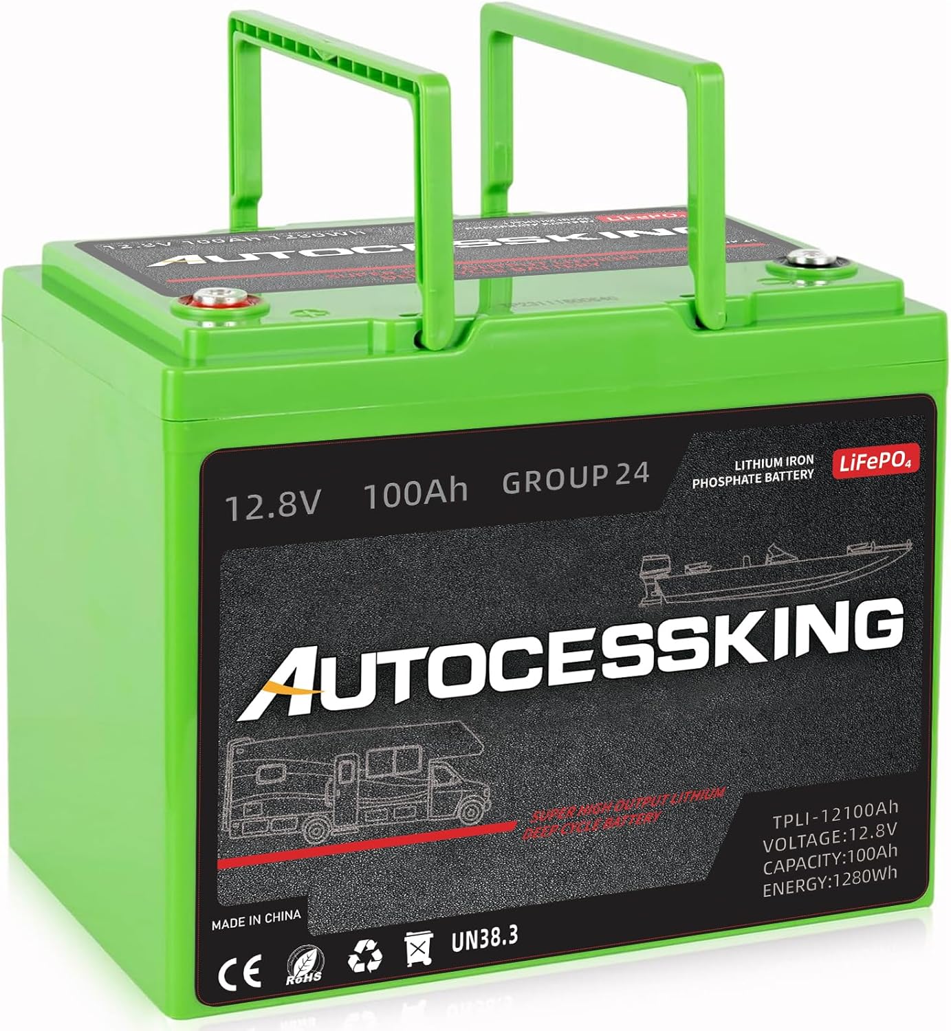 12V 100Ah LiFePO4 Lithium Battery, Deep Cycles Battery Rechargeable with Upgraded 100A BMS, Low Temp Protection 10-Year Lifespan for RV, Comping, Marine, Trolling Motor, Solar, Off-Grid Applications