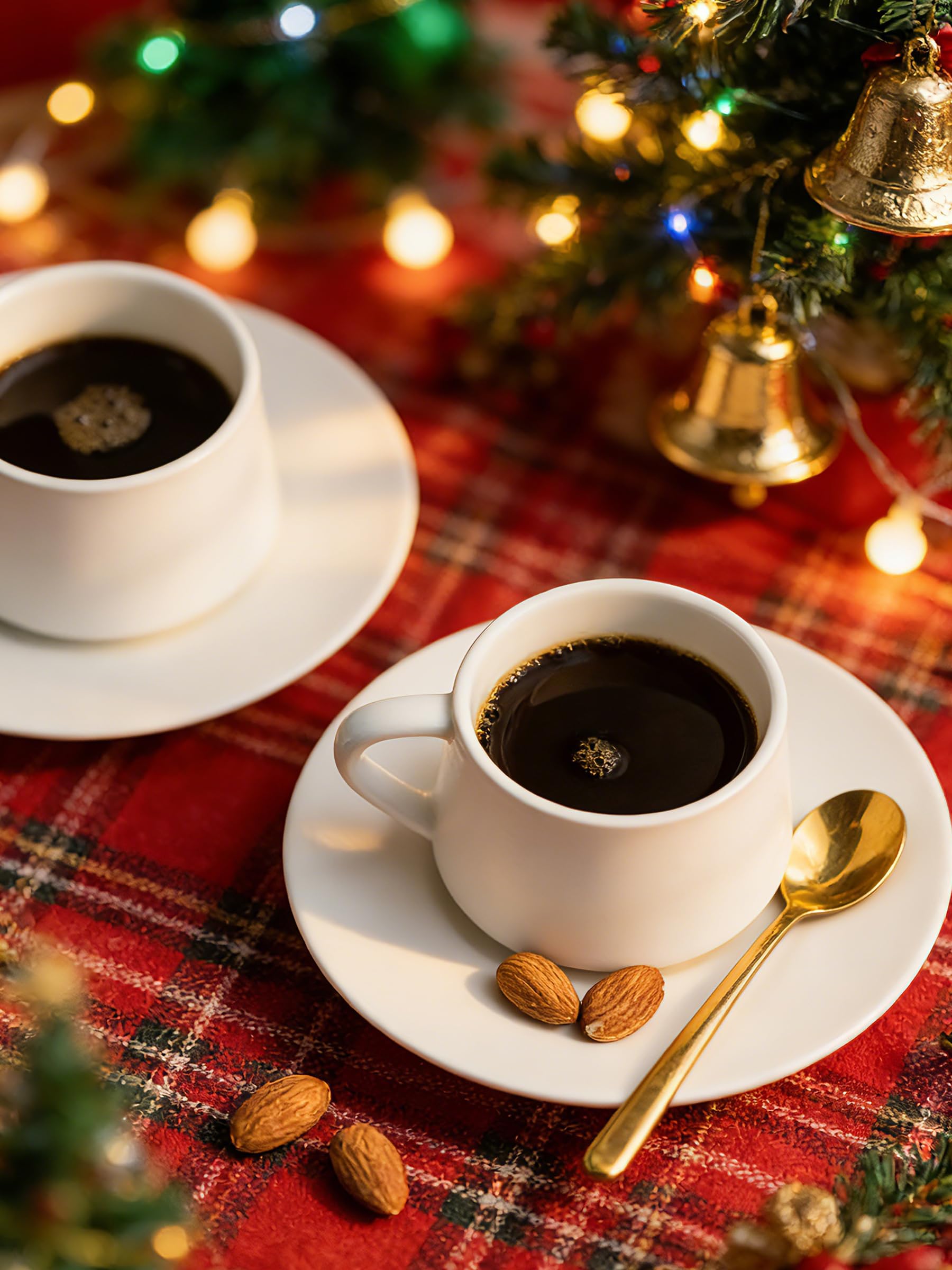 YHOSSEUN Espressotassen Set mit 6 Keramik-Expresso-Schnapsbecher mit Untertassen, Rührlöffel und Metallständer, 118 ml, kleine Kaffeetasse für Vatertag, Teeparty, Weiß