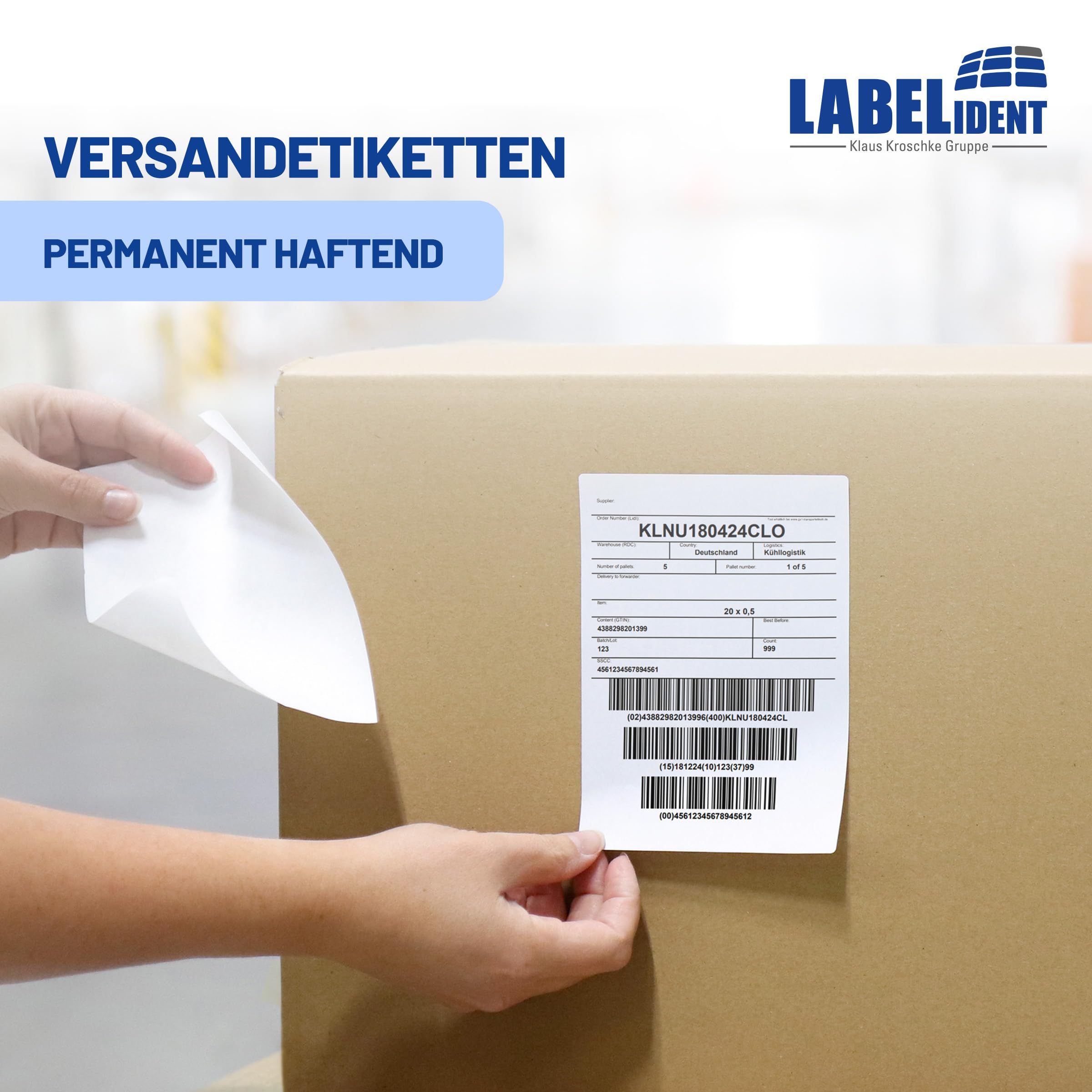 Labelident Versandetiketten 103 x 199 mm - Thermo-Falzetiketten Leporello, 2.000 Etiketten, selbstklebend für DHL