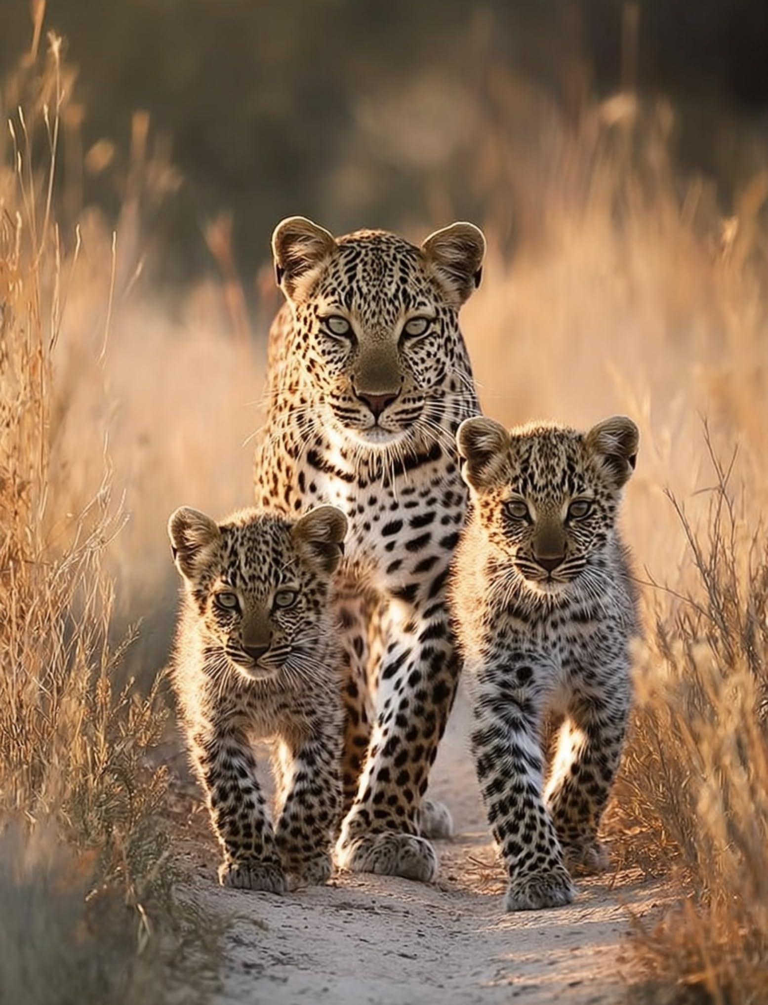 WANGWANGMIAO Paint by Numbers for Adults Beginner,Leopard Mother Cubs Acrylic Painting by Number Kits on Canvas for Home Wall Decor Gift 16x20 Inch，with Frame
