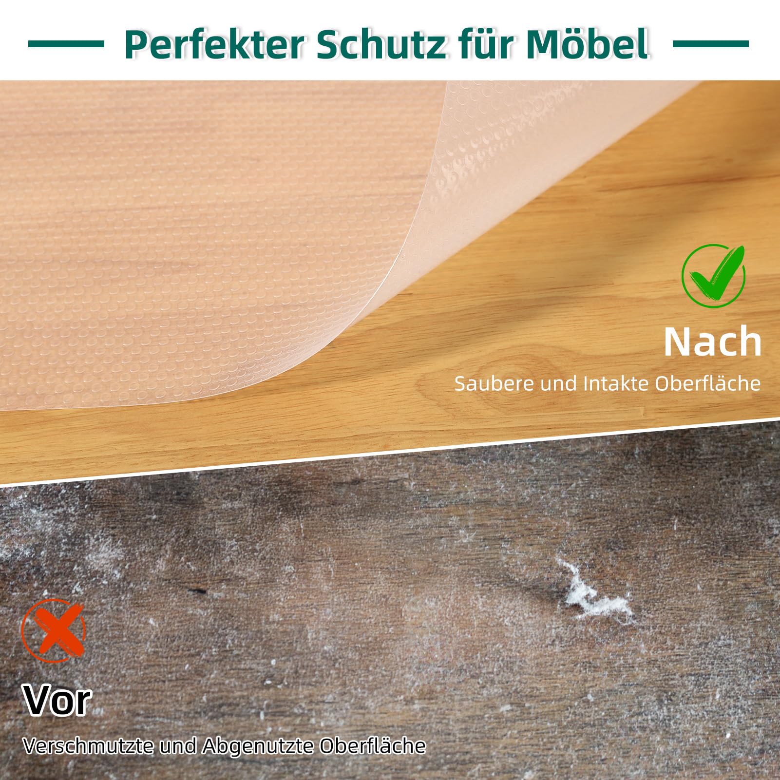 HAUSPROFI Schubladenmatte für Regale Schränke Schubladen Kühlschranke Hause Büro, 50x600cm Zuschneidbar, Transparent Weiß
