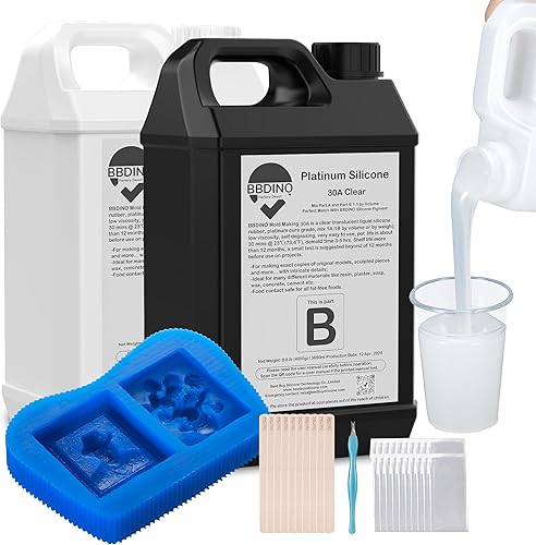 Miniatura 14 de BBDINO Kit de fabricación de moldes de silicona, silicona líquida para fabricación de moldes 30A transparente, goma de silicona de alta resistencia
