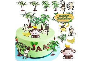 11 PCS Monkey Cake Decorations-Monkey Cake Topper Monkey Birthday Deco Banana Cake...