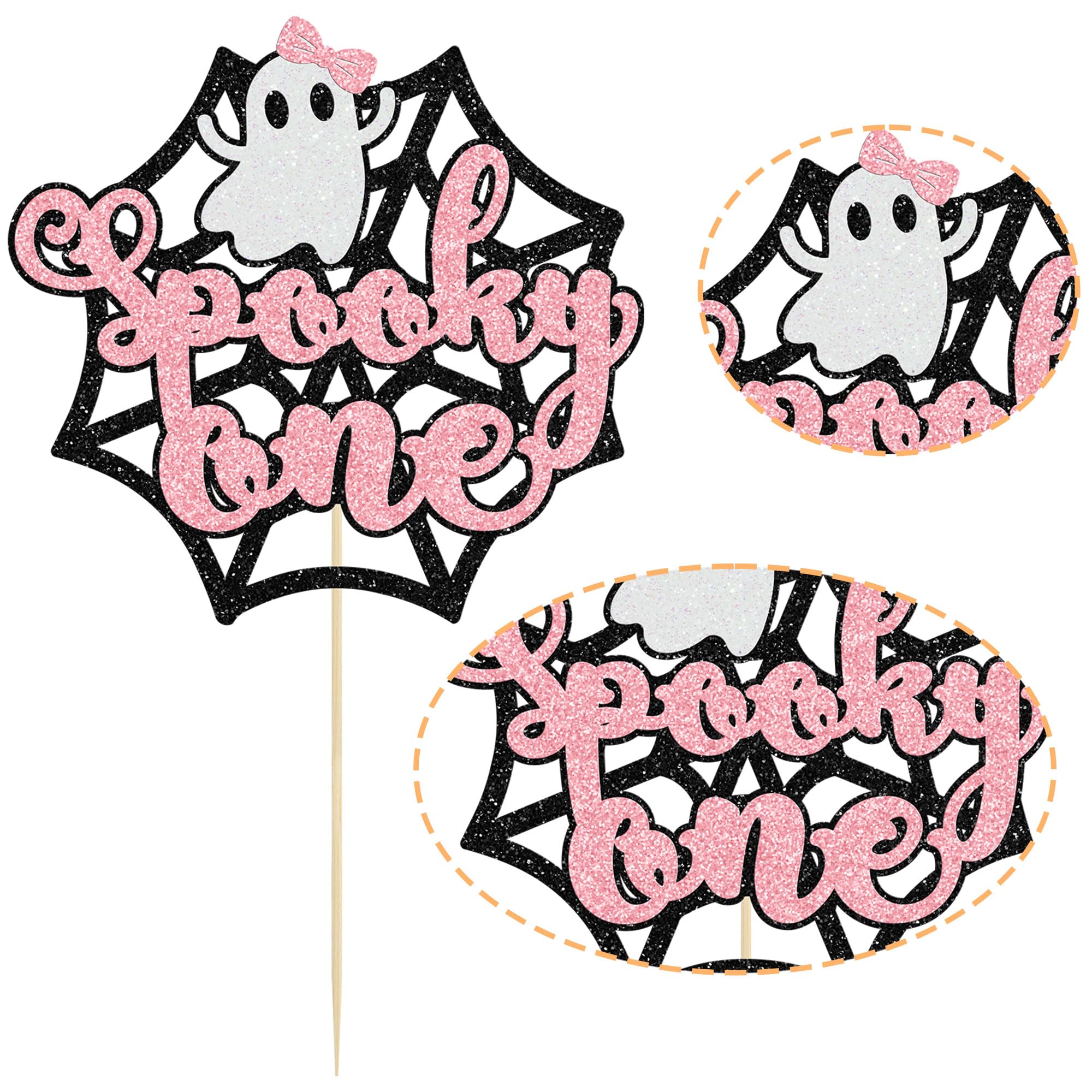 24 Stück Ghost Oh Baby Cupcake-Topper – Rosa Schleife Geist Deko Für Babyparty & Halloween