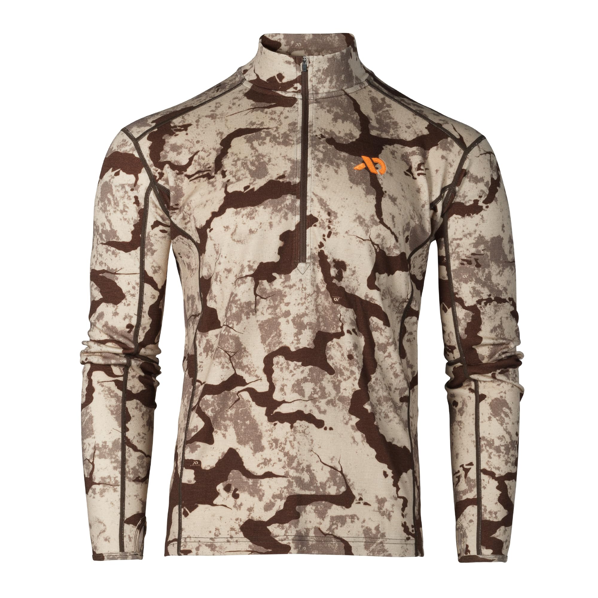 First Lite Men's Kiln Quarter-Zip - Merino Wool Midweight Camo Hunting Base Layer