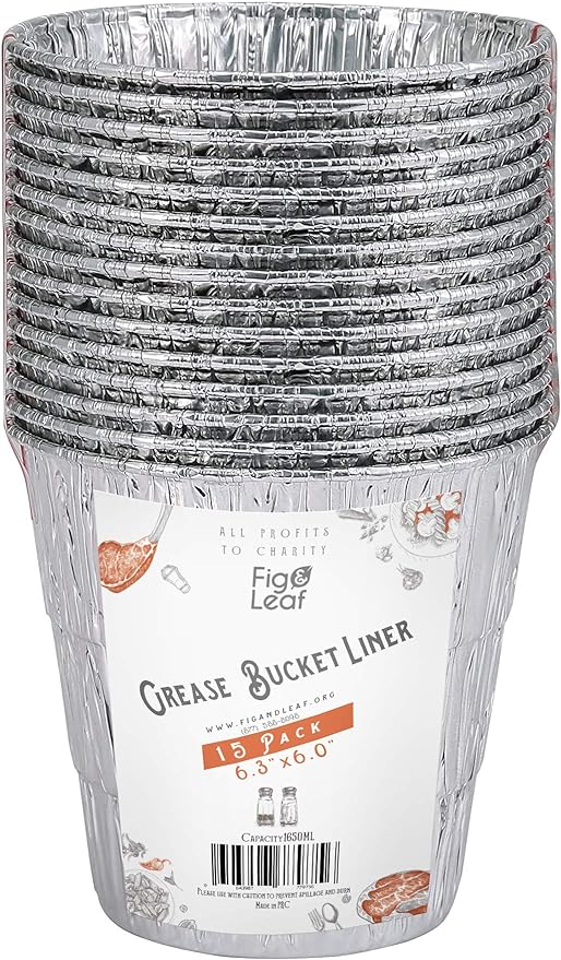 (15 Pack) Grease Bucket Liner Compatible with Pit Boss