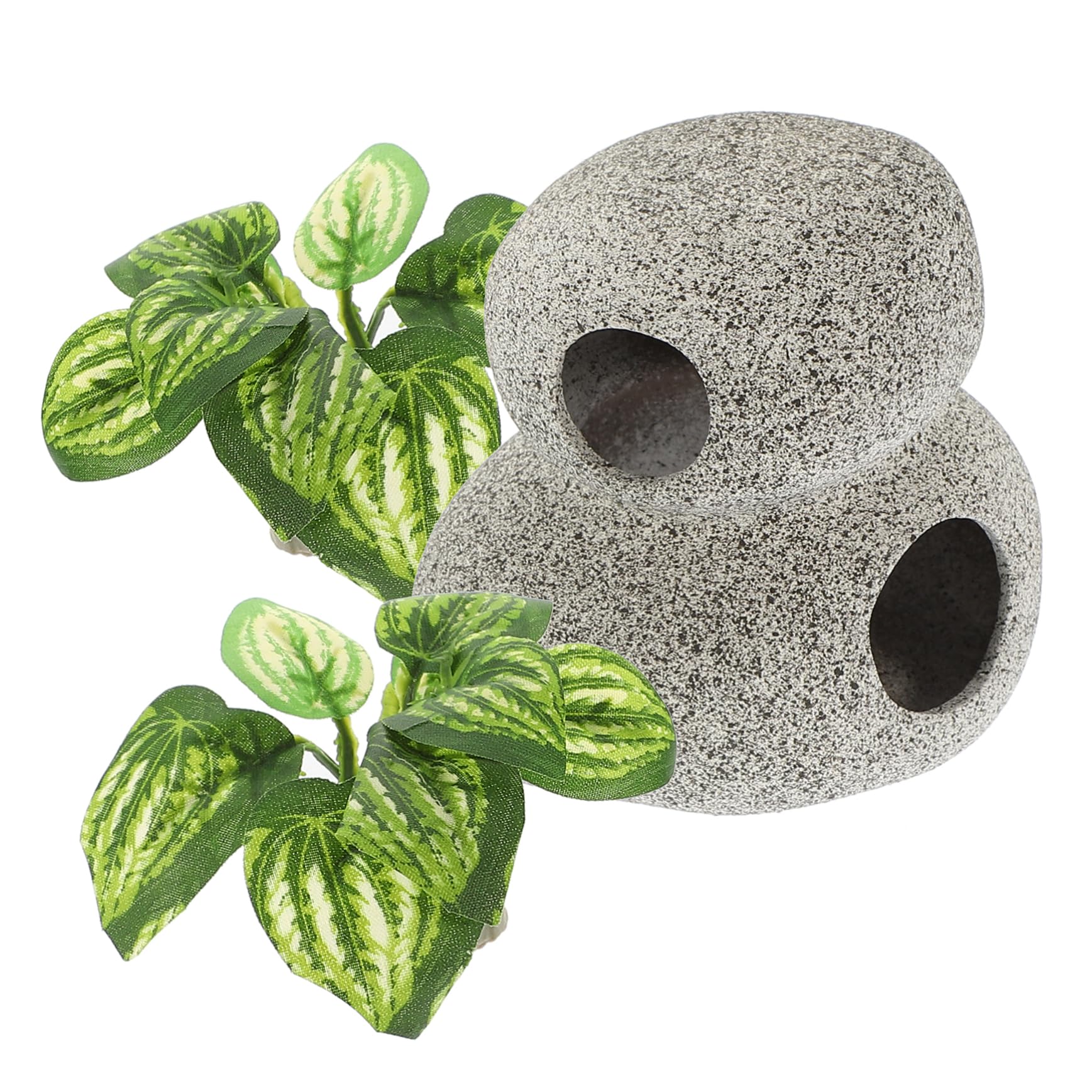 PRETYZOOM 2juegos Decoración De Acuario Cueva y Plantas Falsas Set De Ornamentos para Peceras y Terrarios Accesorios Acuáticos para Escondites De Peces y Camarones