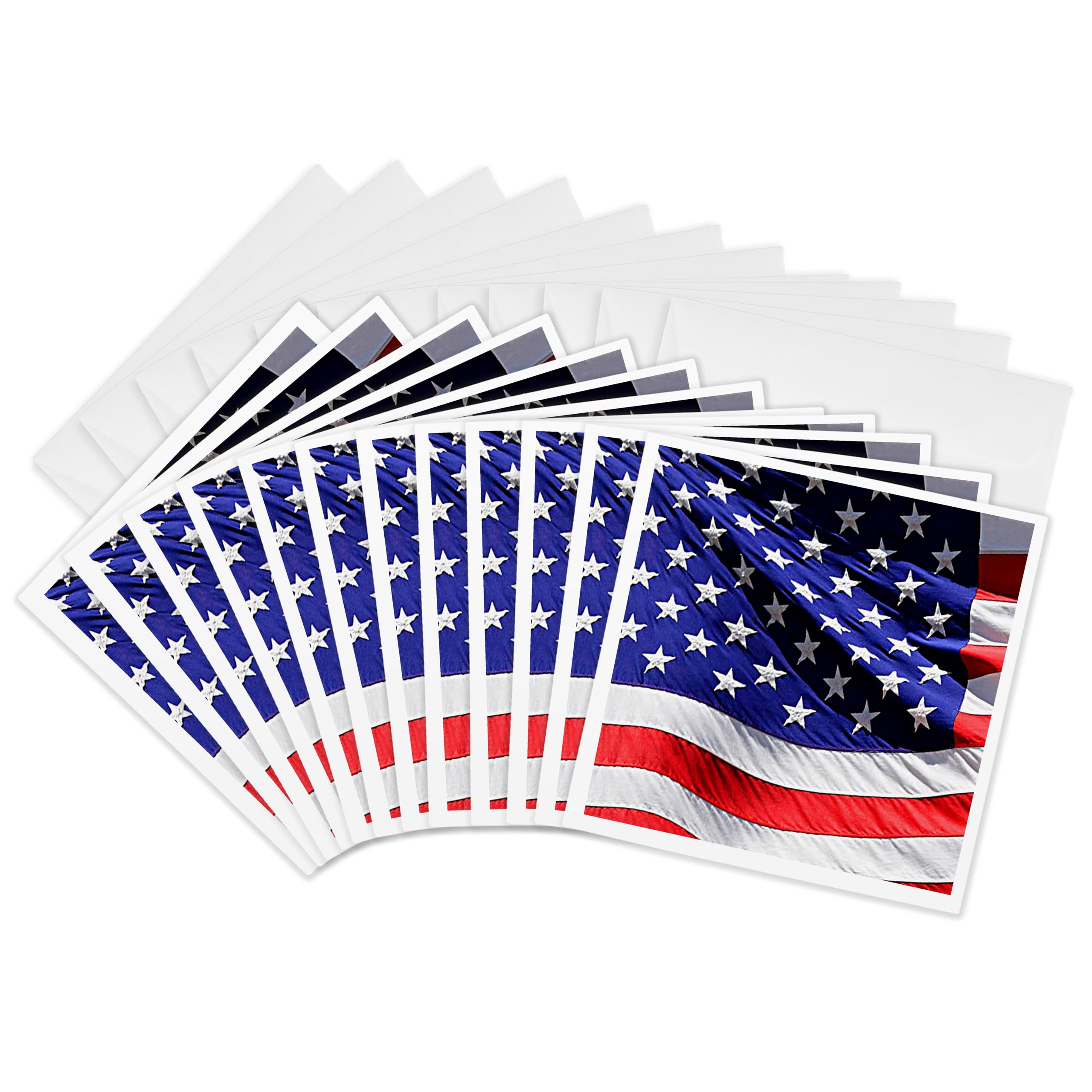 3dRose gc_21652_2 6 x 6-Inch "American Flag" Greeting Card (Pack of 12)