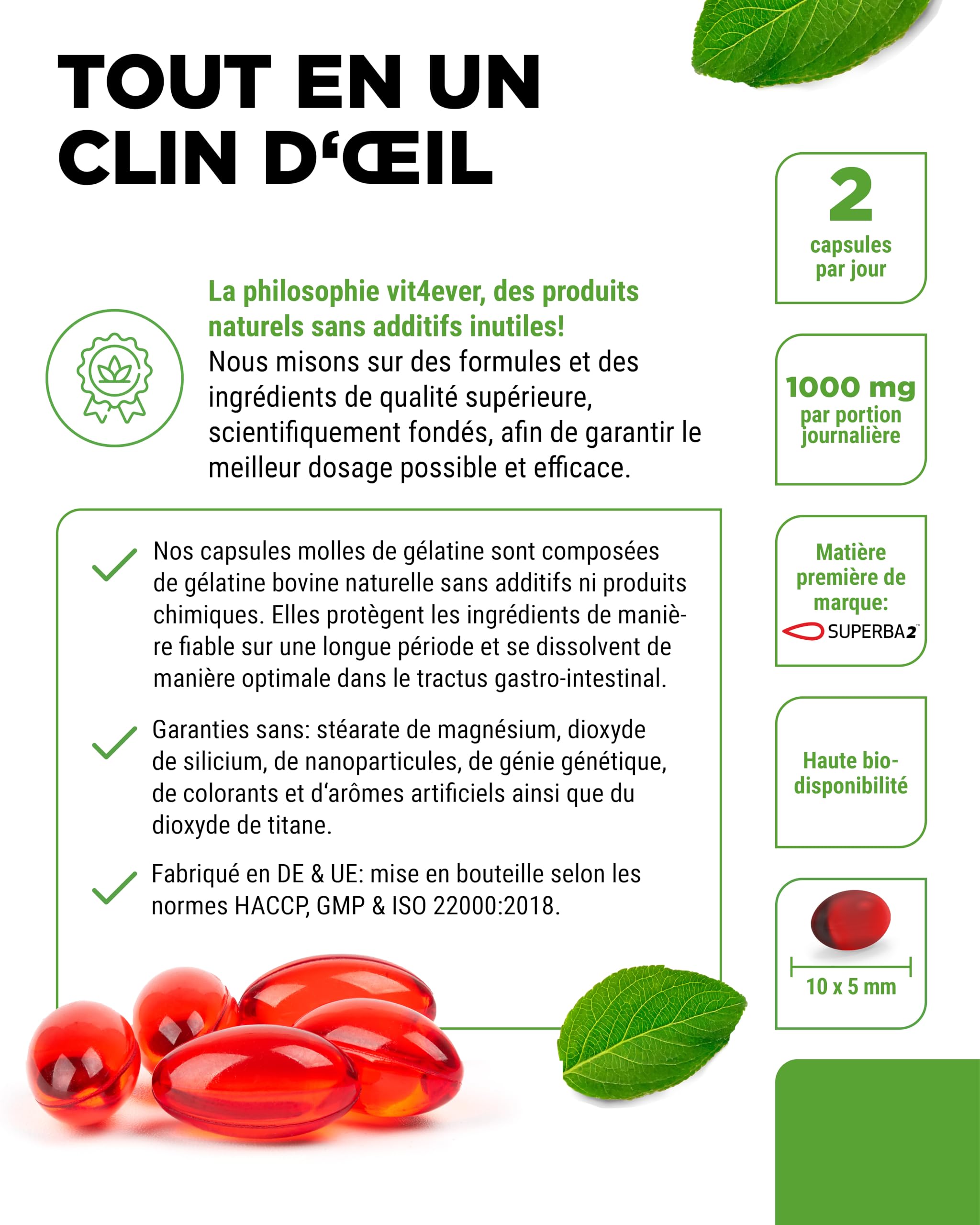 Huile de Krill - 120 Capsules - Premium : Huile de Krill de l'Antarctique Superba - Riche en EPA + DHA + Astaxanthine + Phospholipides + Acides Gras Oméga 3 - De Culture Durable