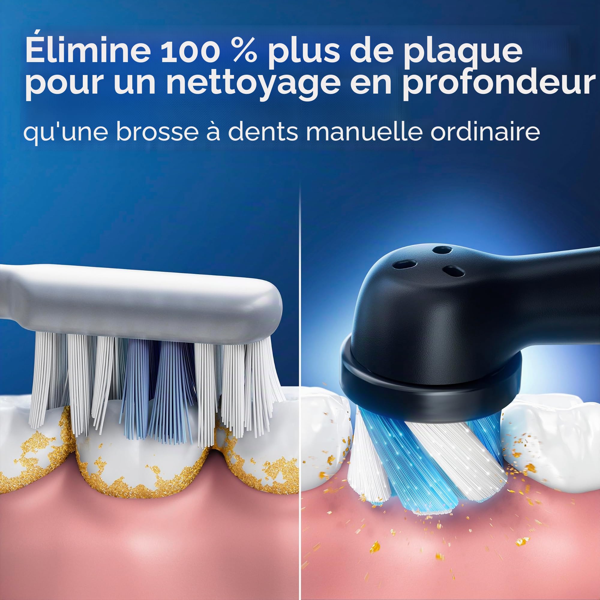 Oral-B iO Brosse à Dents Électrique Série 2 Rechargeable Bleu Foncé avec 1 Tête de Brosse de Soin Souple, Capteur de Pression Automatique pour Protéger Les Gencives, 3 Modes, Minuterie de 2 Minutes