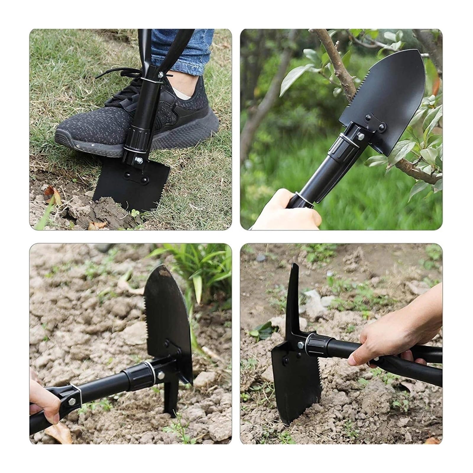 SSIMOO Klappspaten Mini Militärschaufel Outdoor Survival Metall Tragbare Werkzeuge for Kinder Graben Garten Pflanzen Sand Ausbaggern (Color : Army Green)
