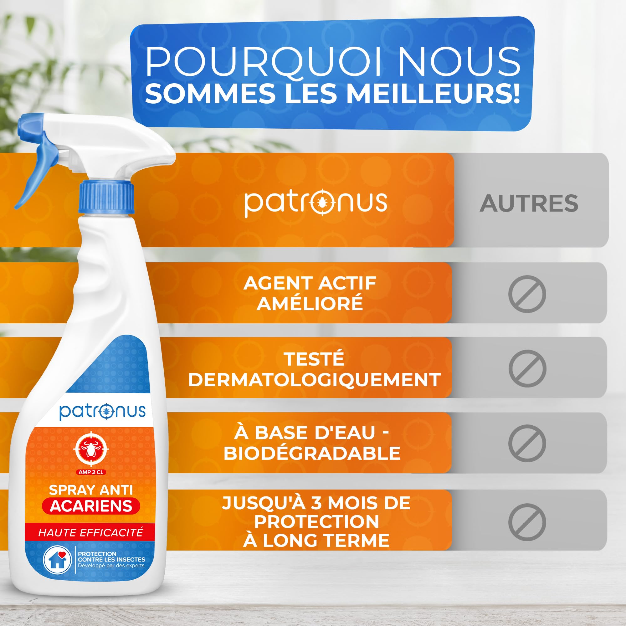 Spray anti-acariens pour matelas et coussins 500 ml - Spray anti-acariens comme remède contre les acariens de la poussière de maison - inodore, très efficace et testé en laboratoire