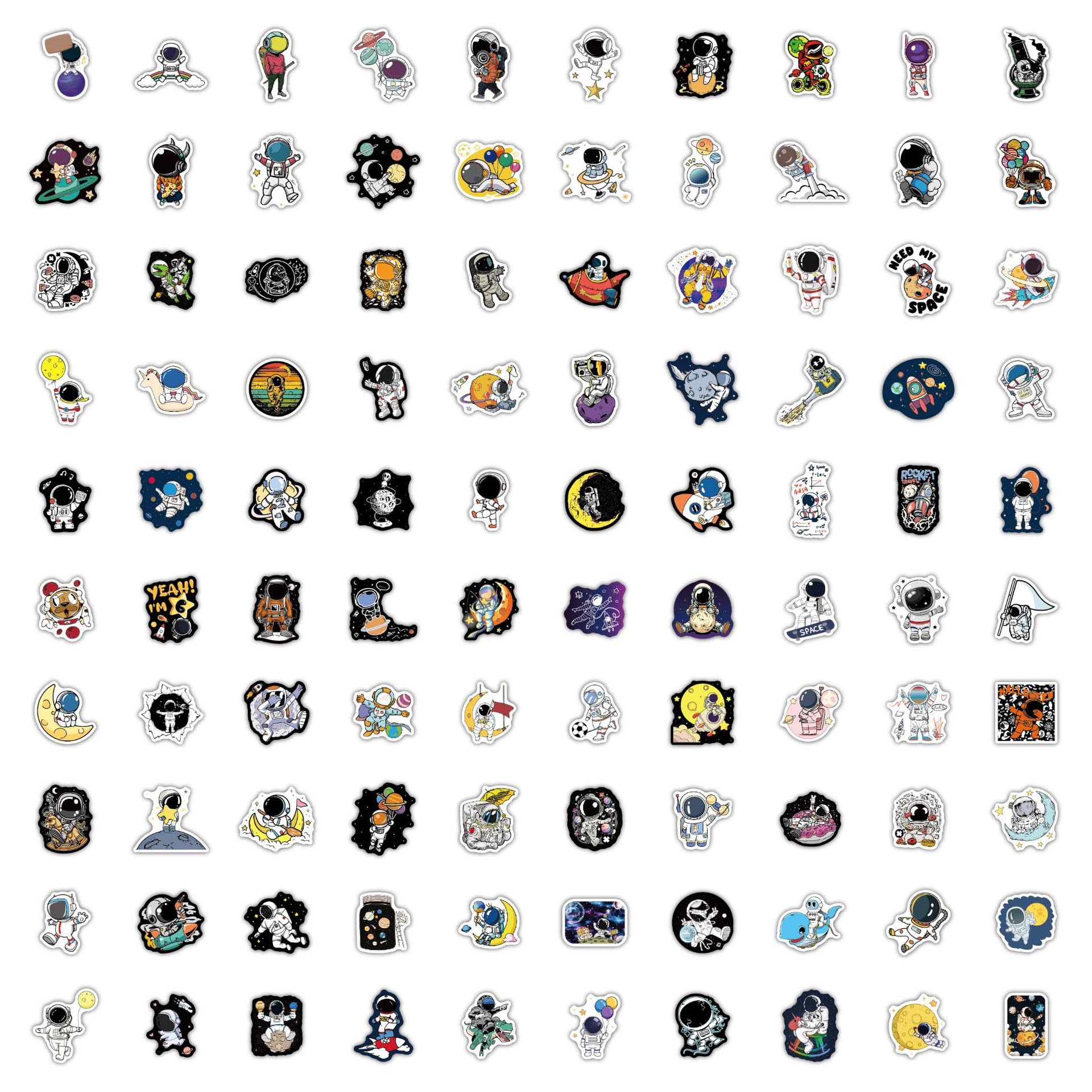 100 Pack Space Stickers for Children,Cute Scrapbook Stickers,Kids Stickers for Suitcase,Refrigerator,Water Bottles,Book Laptop,Guitar,Skateboard Colour - Image 2