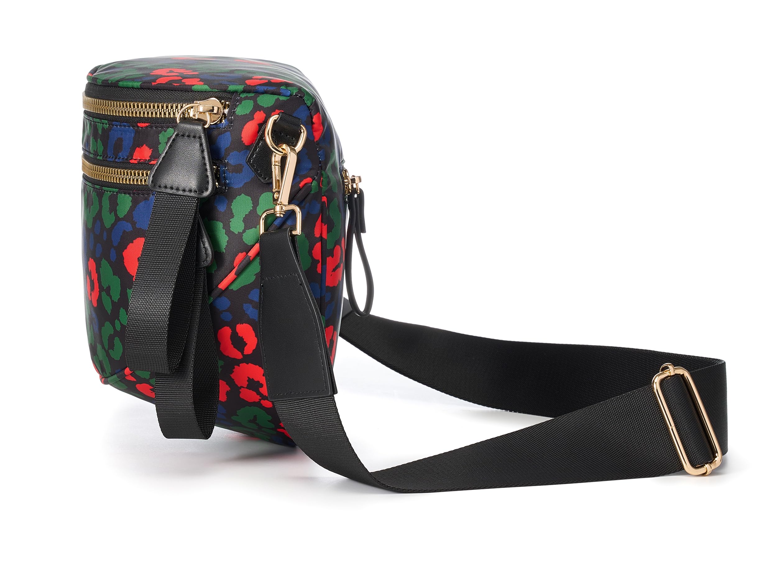 FEIBOON Spacious Nylon Crossbody Bag Bum Bag Handbags Wallets Purses Trendy Shoulder Bag for Women (Red, Blue, and Green Leopard) view 7