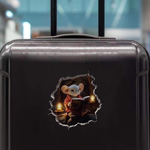 Miniatura 7 de Calcomanía de ratón de lectura en agujero de ratón, adhesivo de pared 3D con agujero de ratón