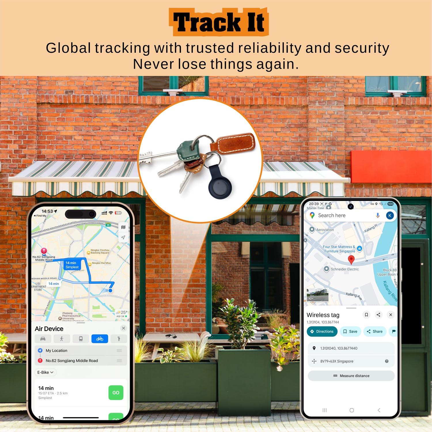 Reyke Tracker Tag, Compatible avec Apple Localiser et Google Find Hub | Tracker pour Android et iOS, un réseau à la fois, jusqu’à 100 dB, IP66, lot de 4, pour clés, sacs, valises et bagages