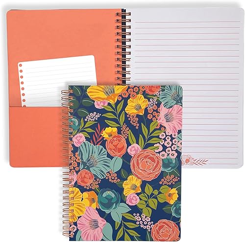 Miniatura 1 de Steel Mill & Co - Lindo cuaderno floral en espiral, diario de 8.25 x 6.25 pulgadas con tapa dura duradera y 160 páginas forradas, flores de jardín