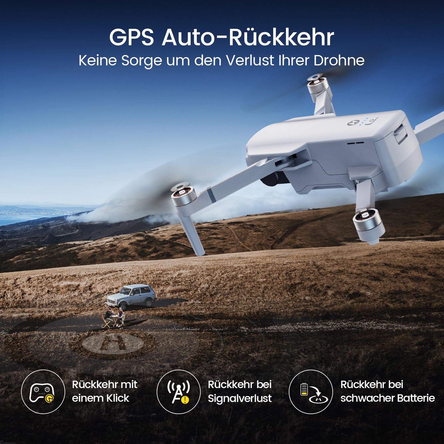 Holy Stone HS360D GPS Drohne mit 4K Kamera für Erwachsene, 5GHz FPV Übertragung bis 6KM, 80 Min. Flugzeit, Follow Me, Auto Rückkehr, RC faltbar Drohnen Profi Kameradrohne für Anfänger, unter 249g, C0