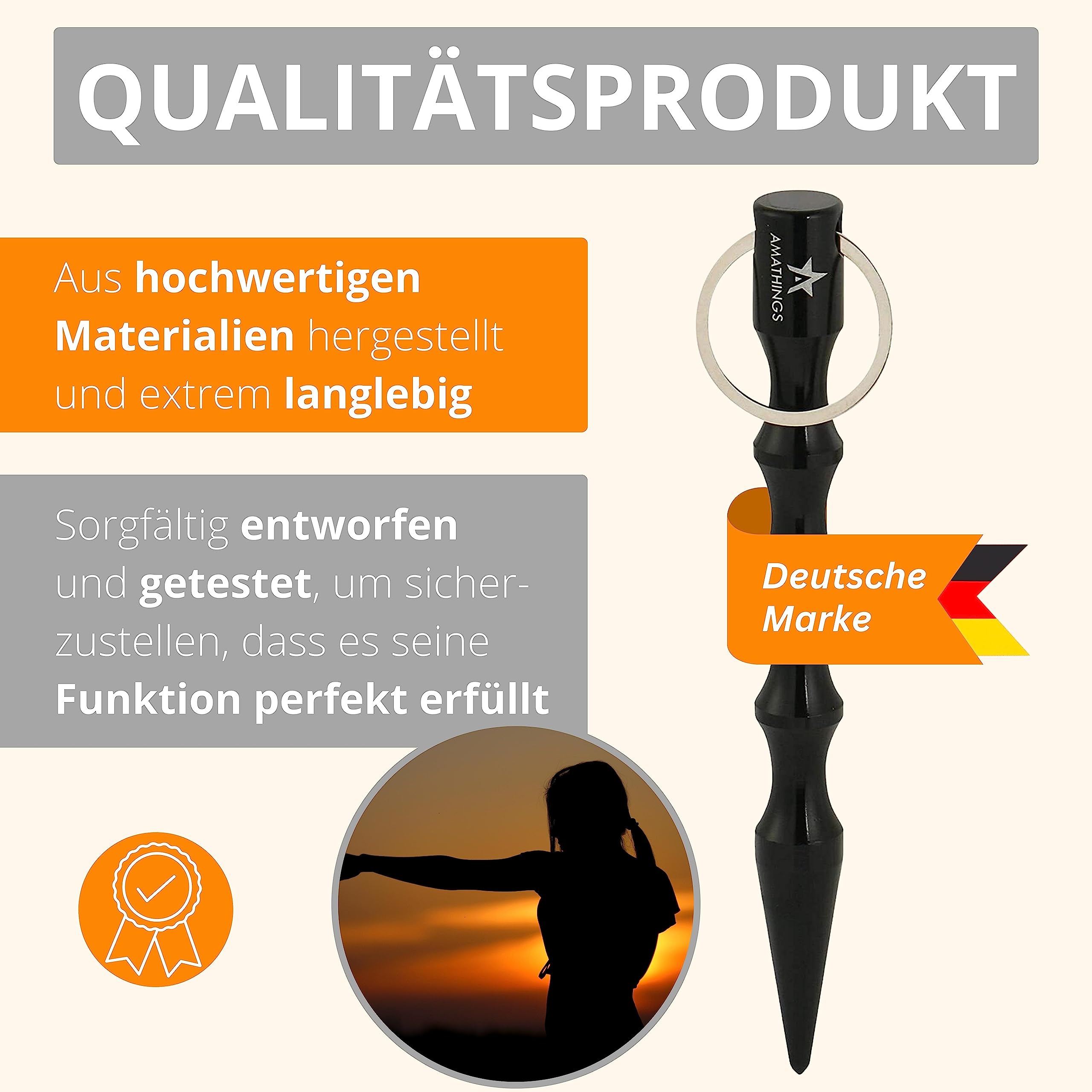 AMATHINGS Kubotan breloczek do kluczy do samoobrony z ergonomicznym uchwytem, broń do samoobrony, dla kobiet, broń do obrony dla kobiet, mała broń, kolorowy, M