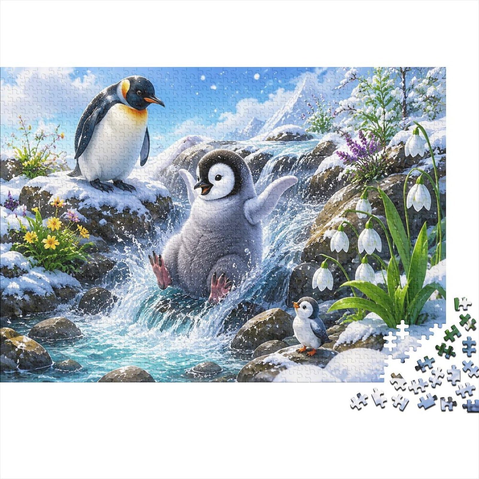 1000pcs Mini Puzzle For Family Penguin Snow Flower Challenging — image 1