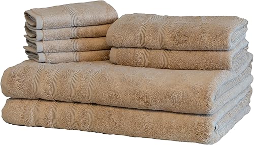 Juego de baño extragrande de 8 piezas de lujo de 700 GSM, color gris pardo, 2 toallas de baño de 35 x 70 pulgadas, 2 toallas de mano de 16 x 30