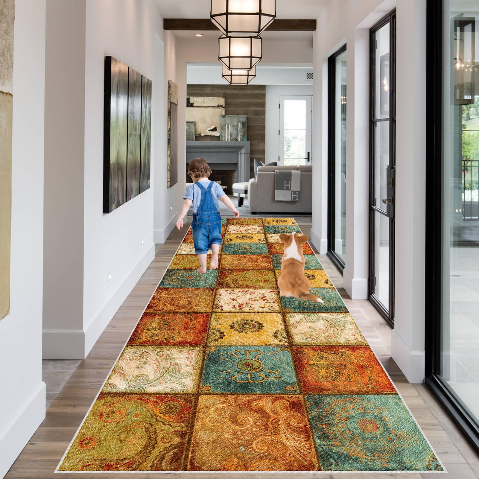 RxueSug Carpet Runners for Hallways Non Slip Carpet Runner Washable Kitchen Runner Mat Heavy Duty Runner Rugs for Hallway Absorbent Carpet Floor Mat Hallway Runner Rug Entryway Runner Rug 80 x 480 cm