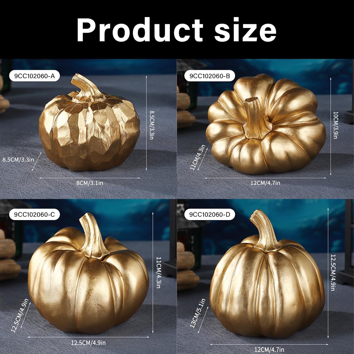 Pumpkin Fall Decorations, Decorative Pumpkins Artificial Pumpkin for Halloween Autumn Harvests Festival Home Table Decors Gold Table Centerpieces