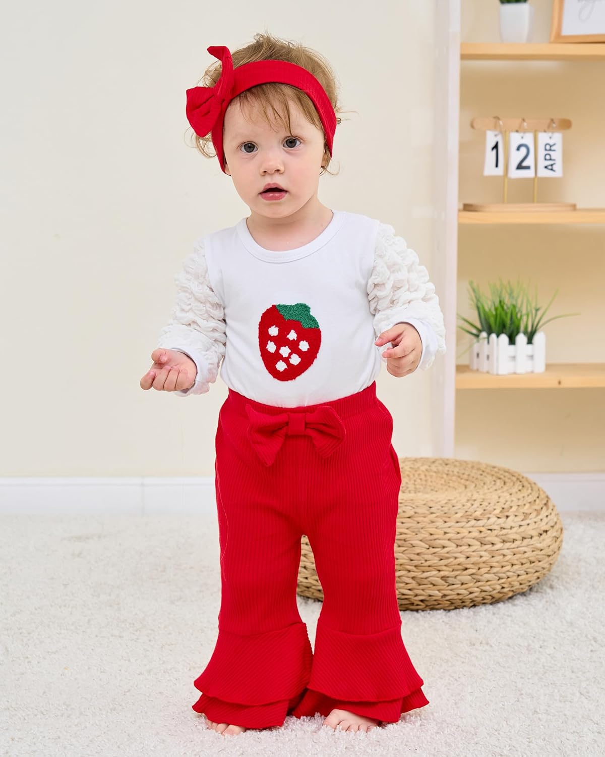 Renotemy Preemie Newborn Baby Girl Clothes Infant Romper Fall Winter Outfits Gifts for Girls Cute Bell Bottoms Pant Sets - Image 2