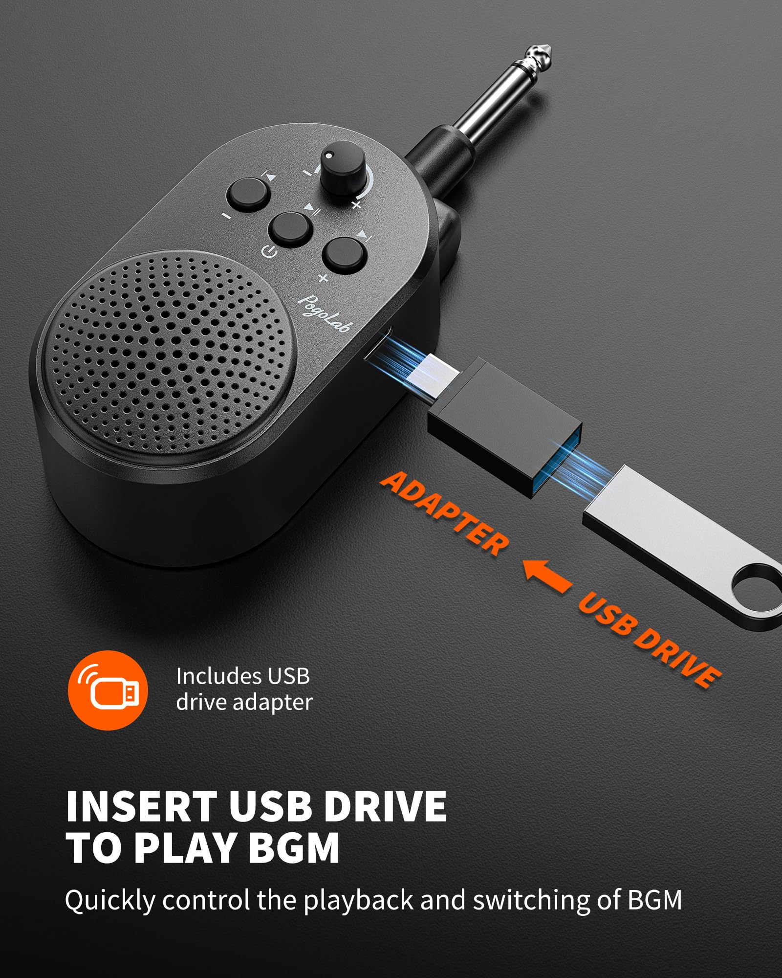 POGOLAB Amplificador de guitarra, mini amplificador enchufable de 5 W con control de música y volumen, amplificador de práctica Bluetooth recargable, altavoz combinado de bolsillo portátil para