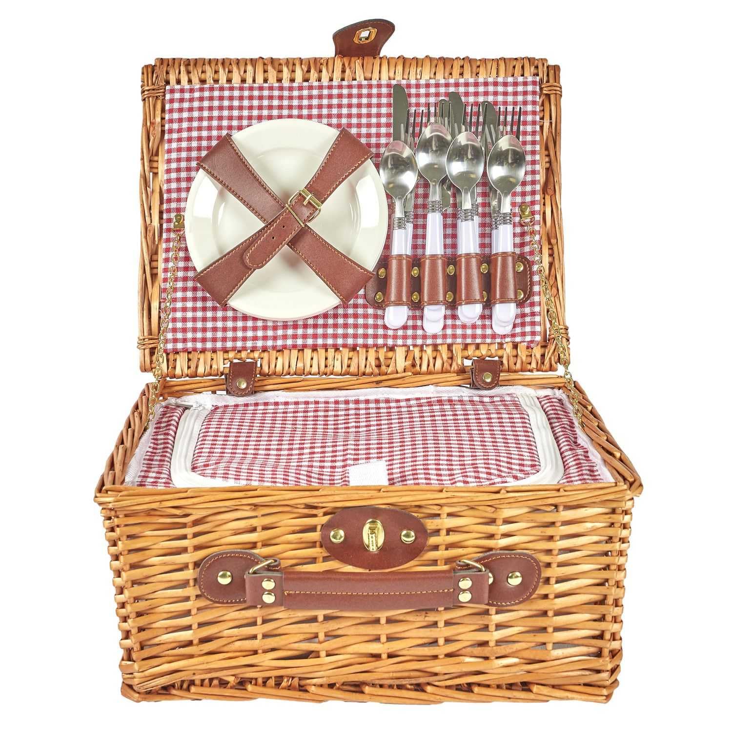 COOK CONCEPT - KA44501 Panier de Pique-Nique 4 Personnes 12L - Lunch Bag et Glacière - Léger et Pratique - Dimensions 19 x 38 x 29 cm - Couleur Marron | Isolé, contenance 12 L, pour 4 personnes, lunch bag et glacière, plastique PP léger, plein air, format