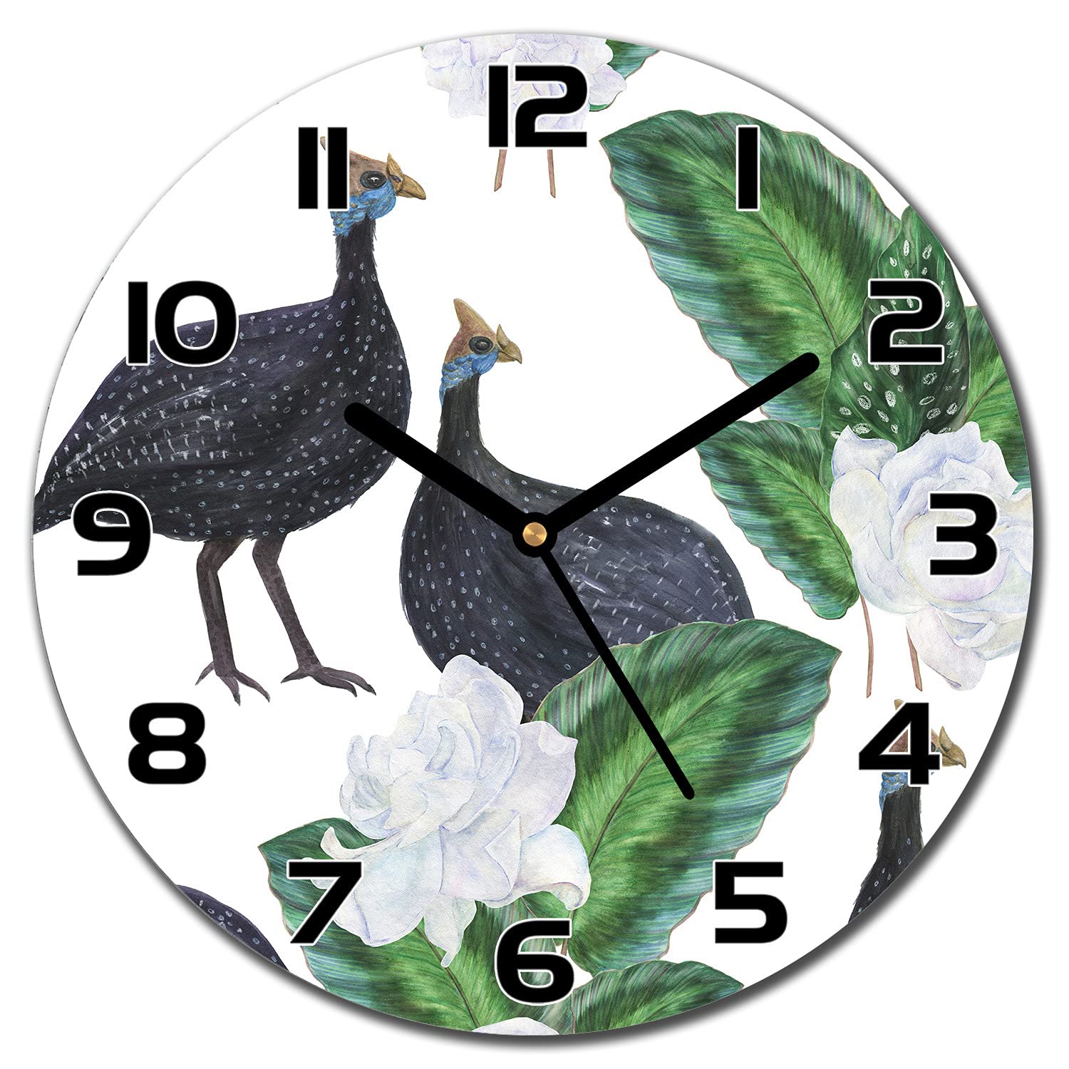 Horloge en verre murale ronde 30 cm cuisine salon impression poulettes