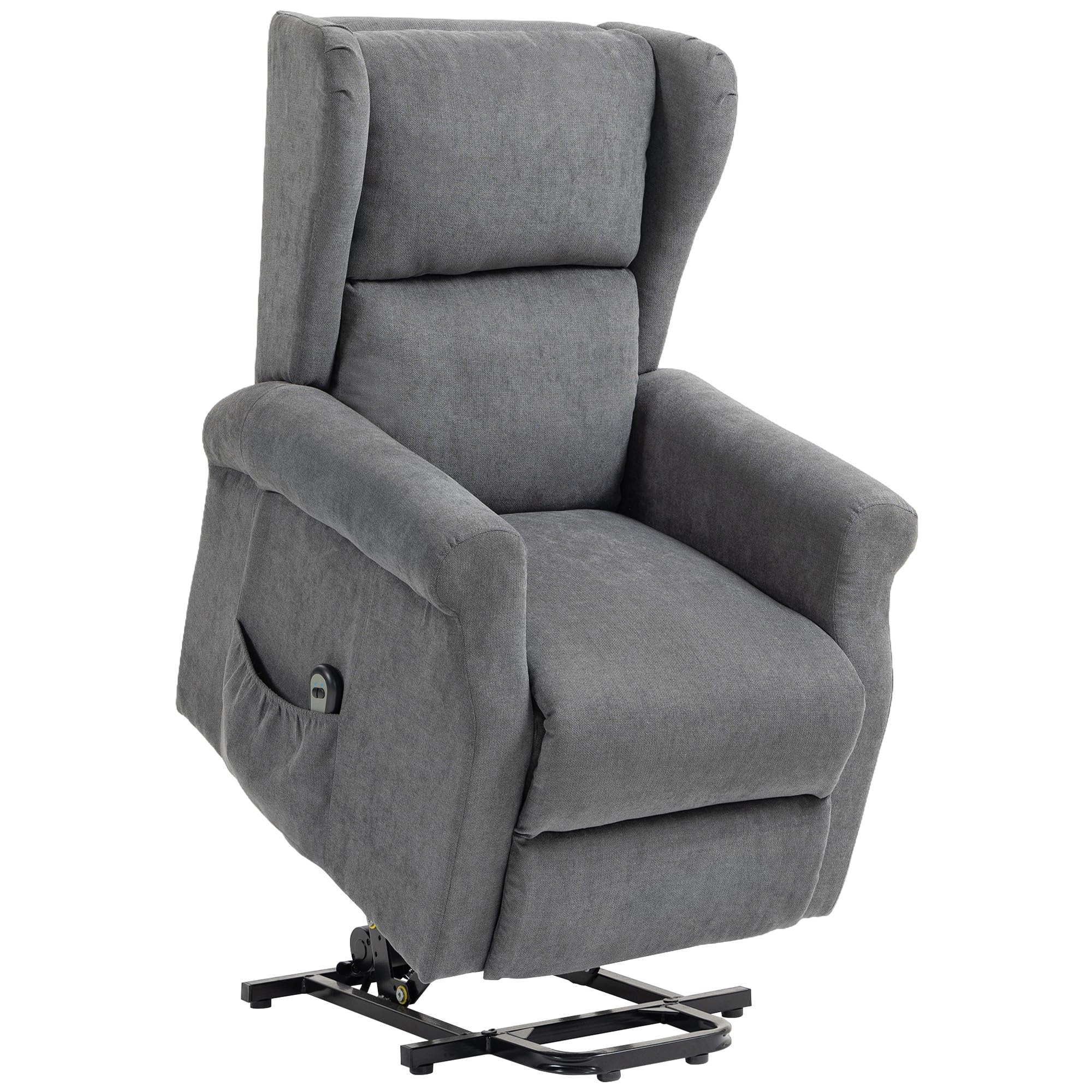 Rackhams Grey Power Lift Chair, Fabric Recliner Armchair W/ Remote Charcoal - Charcoal - Steel Base - Charcoal