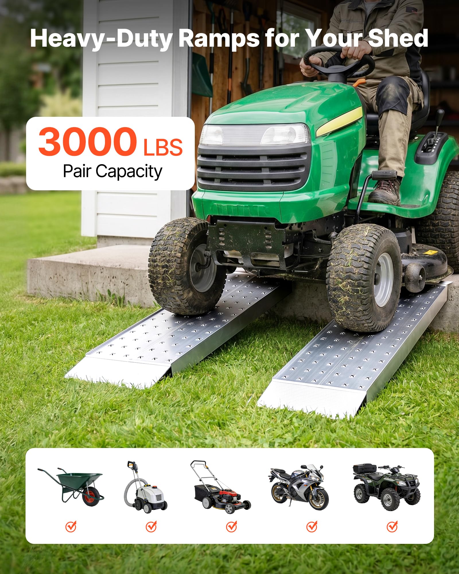 VEVOR Rampas de Carga de Aluminio para Remolques 2 Piezas, Rampas para Tractor 999 x 304 x 55 mm, Superficie Antideslizante, Capacidad Combinada de 1360 kg, para Motocicletas, Cortadoras de Césped