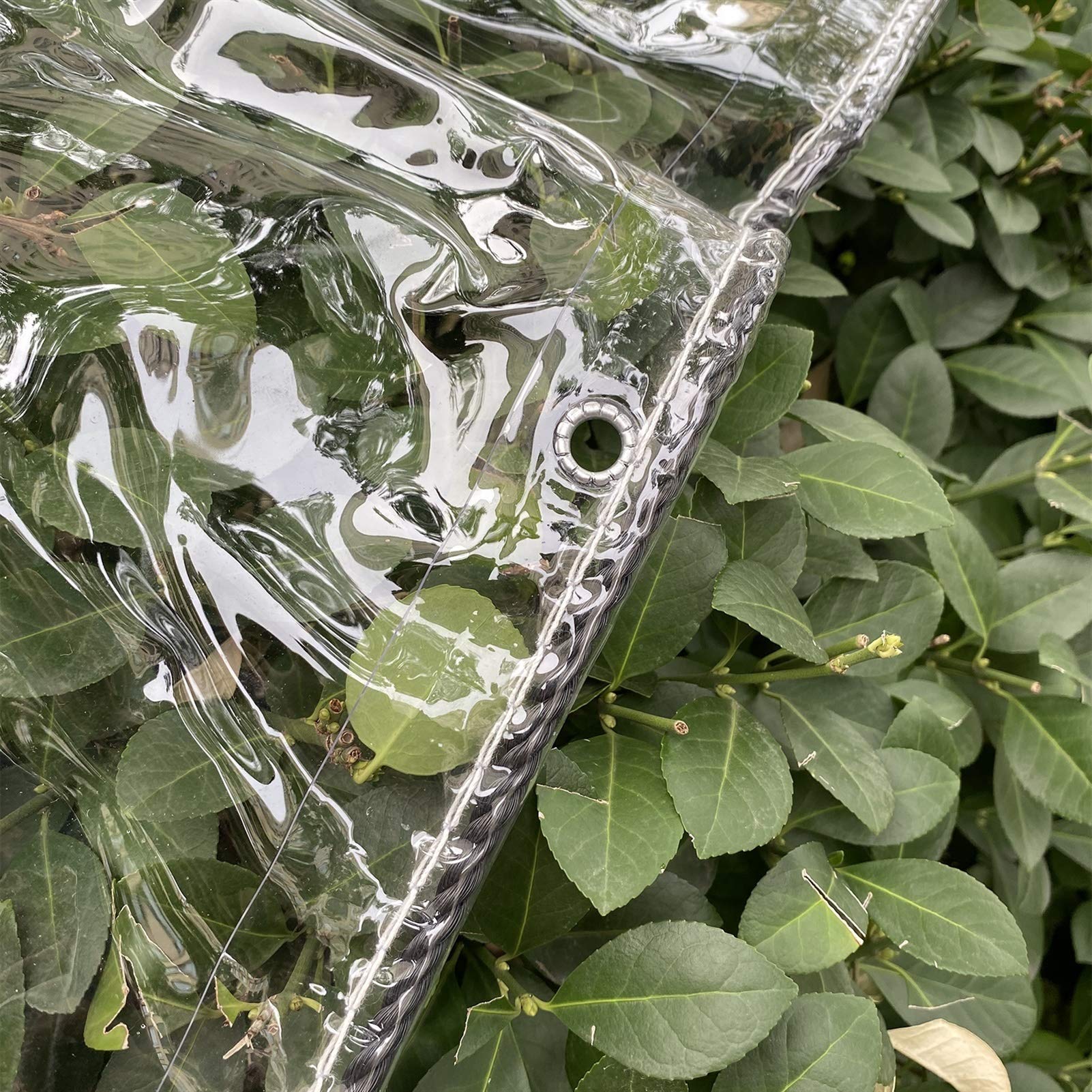 AMSXNOO Heavy Duty Tarpaulin Waterproof, 0.3mm Transparent Clear Rainproof PVC Tarpaulin with Eyelets - Image 3