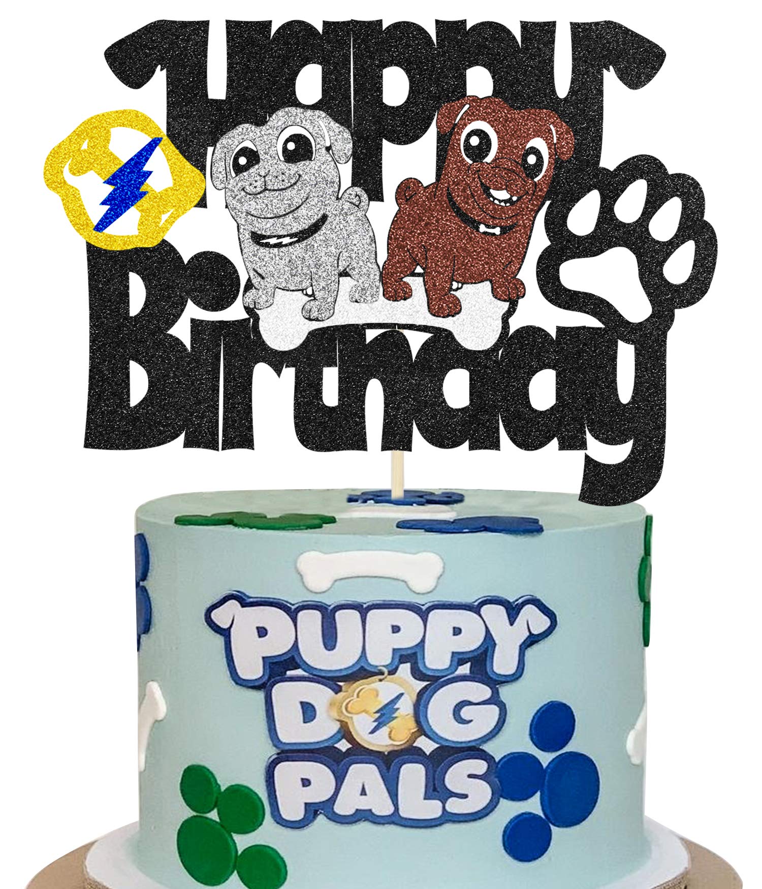 KAPOKKU Cute Puppy Dogs Happy Birthday Cake Topper Puppy Dogs Pals Theme Cake Decor Boy Children Pets Party Decoration Kid's Birthday Party Decoration Supplies