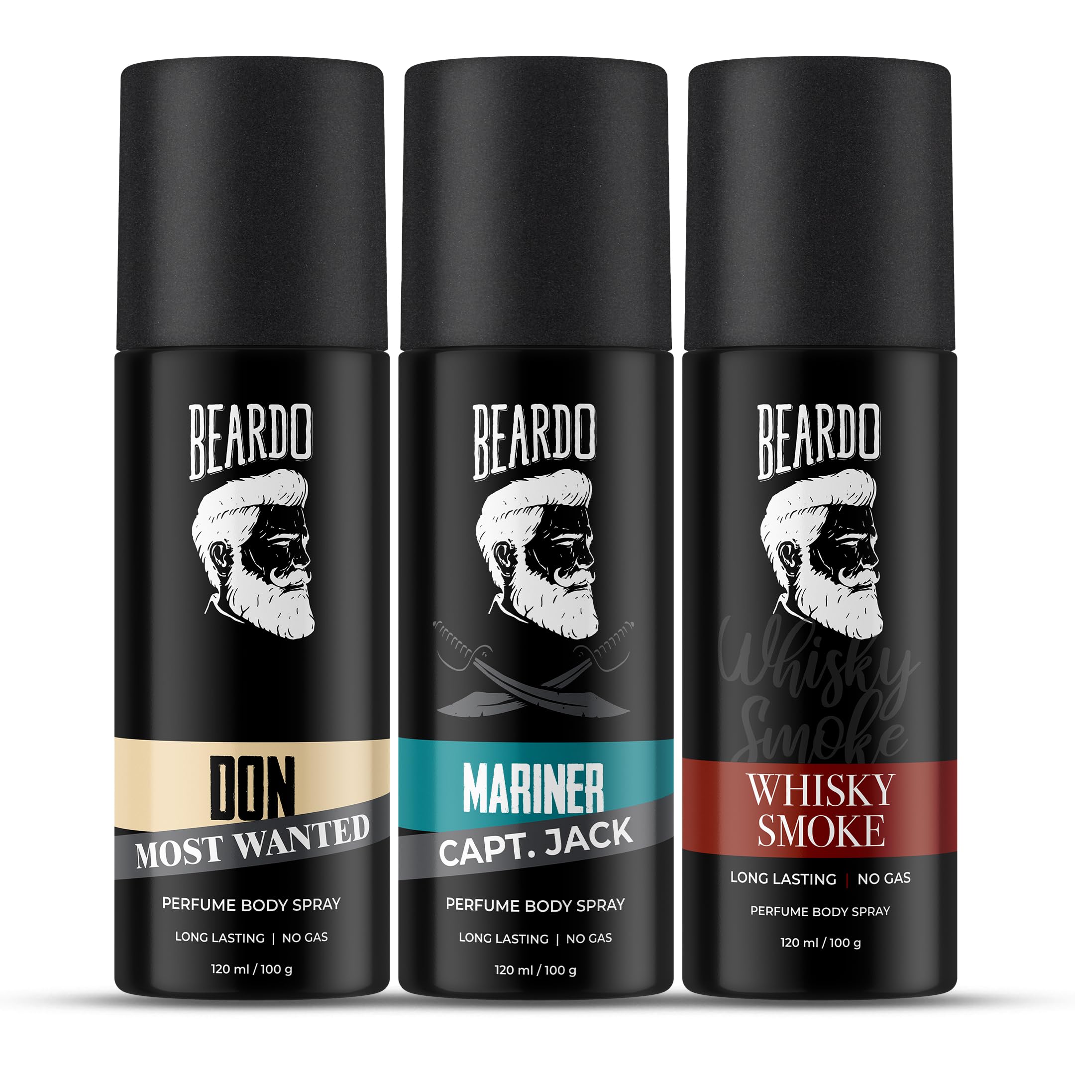 Don, Mariner Captain Jack & Whisky Smoke Body Spray Set for Men | Deodorant Perfume Body Spray | Citrus, Aqua & Woody Fragrances | 120ml x 3